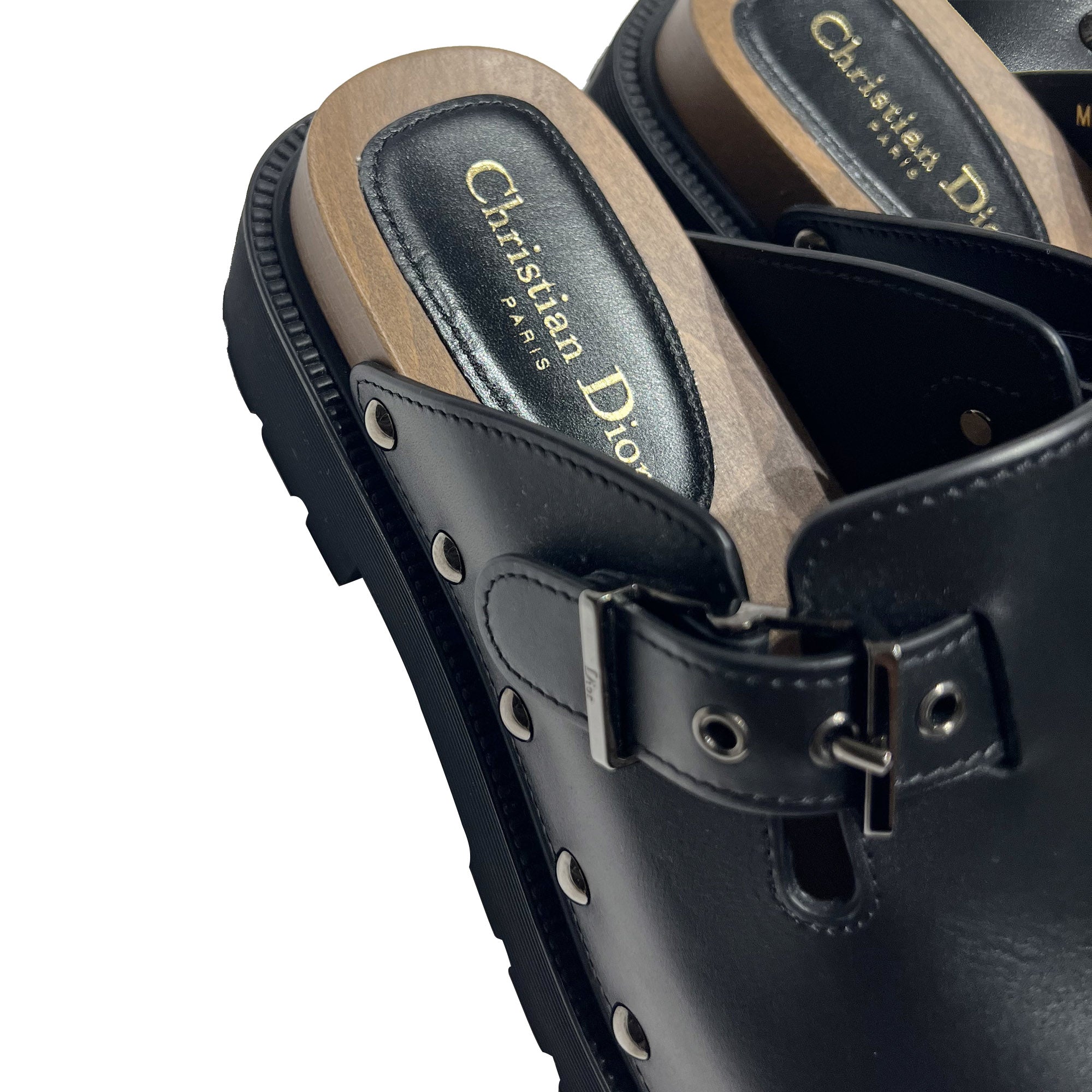 Christian Dior Black Leather Mules & Clogs