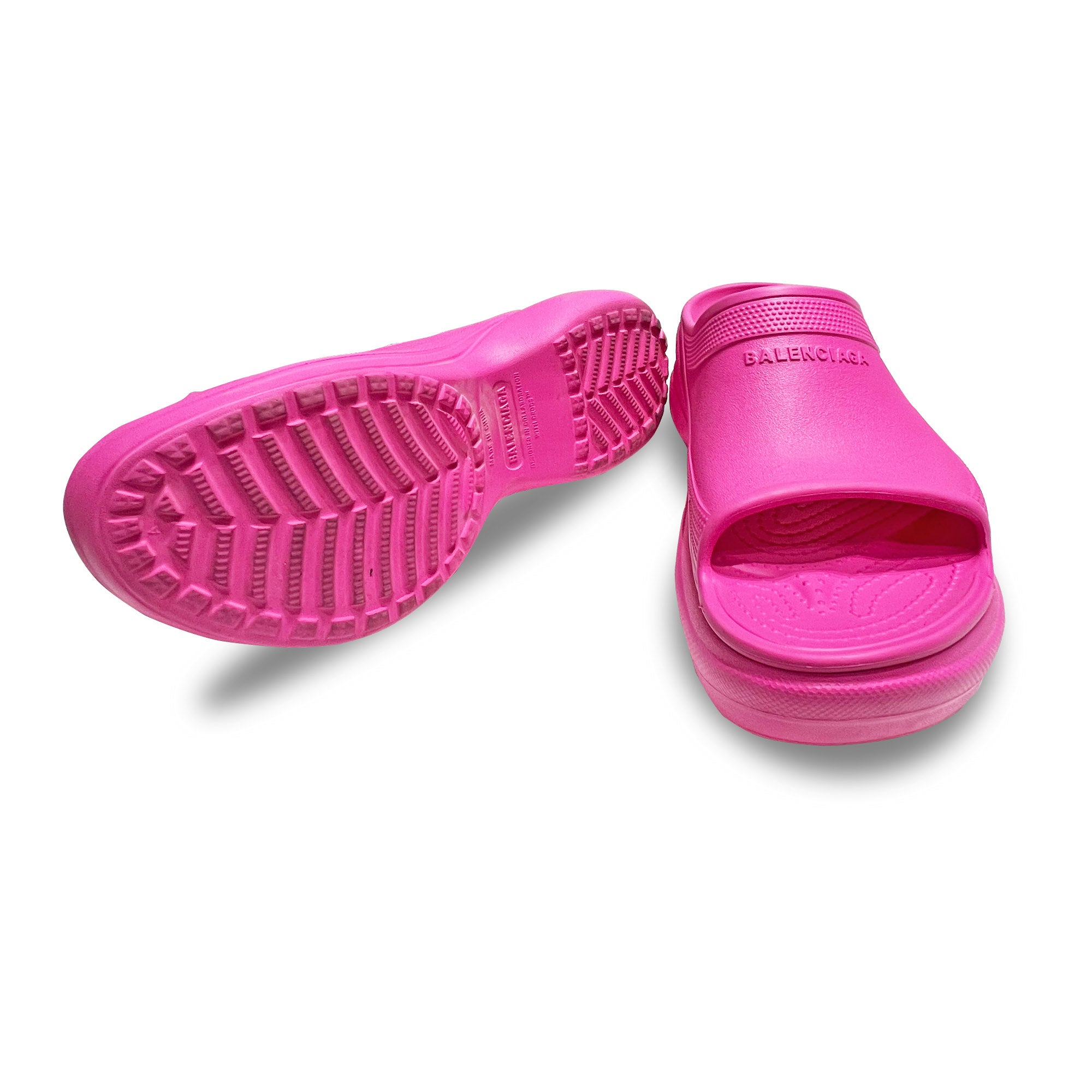 BaLenciaga Pink Pool Crocs Slide Sandals