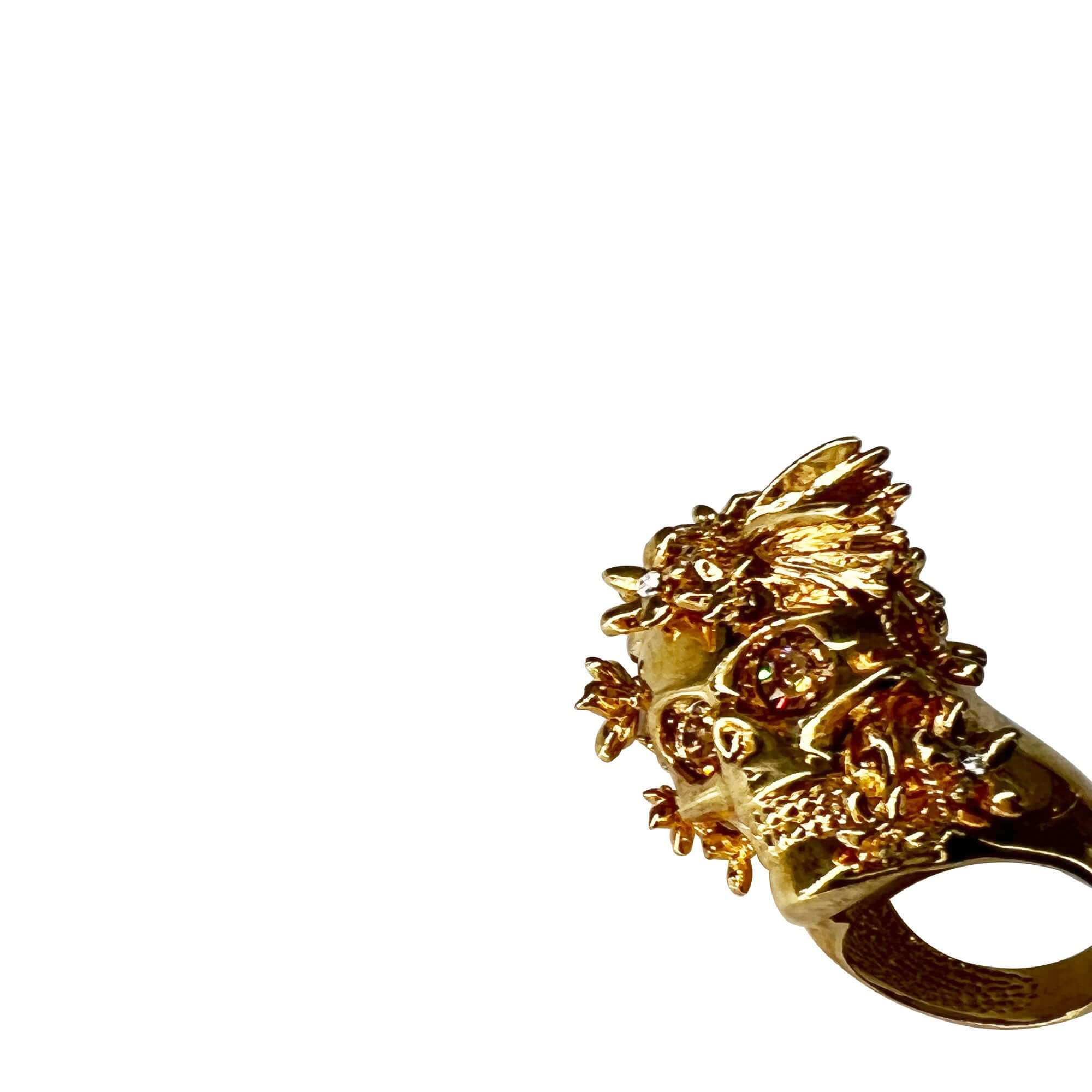 Alexander McQueen butterfly/flower gold ring