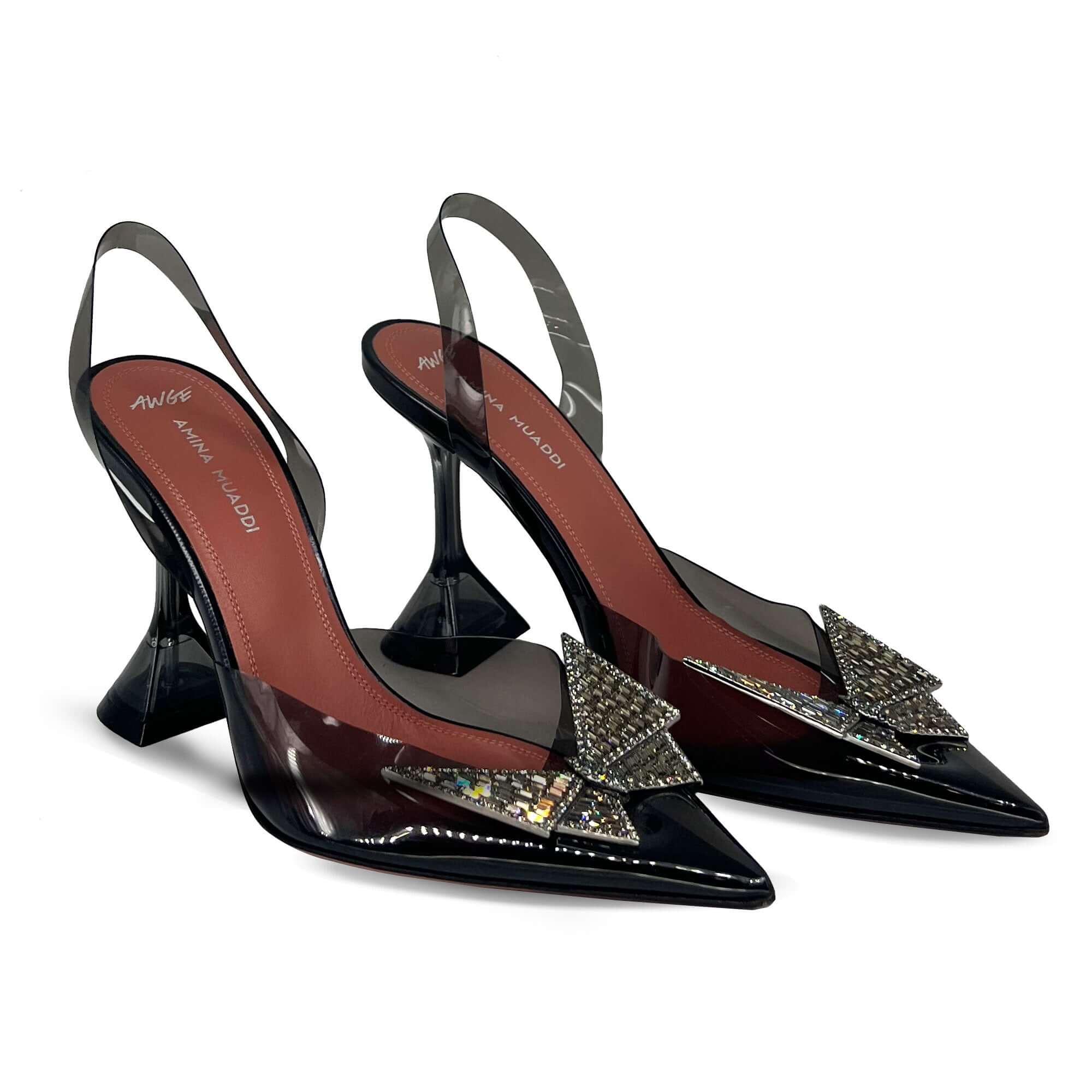 Amina Muaddi crystal butterfly phoenix sling heels