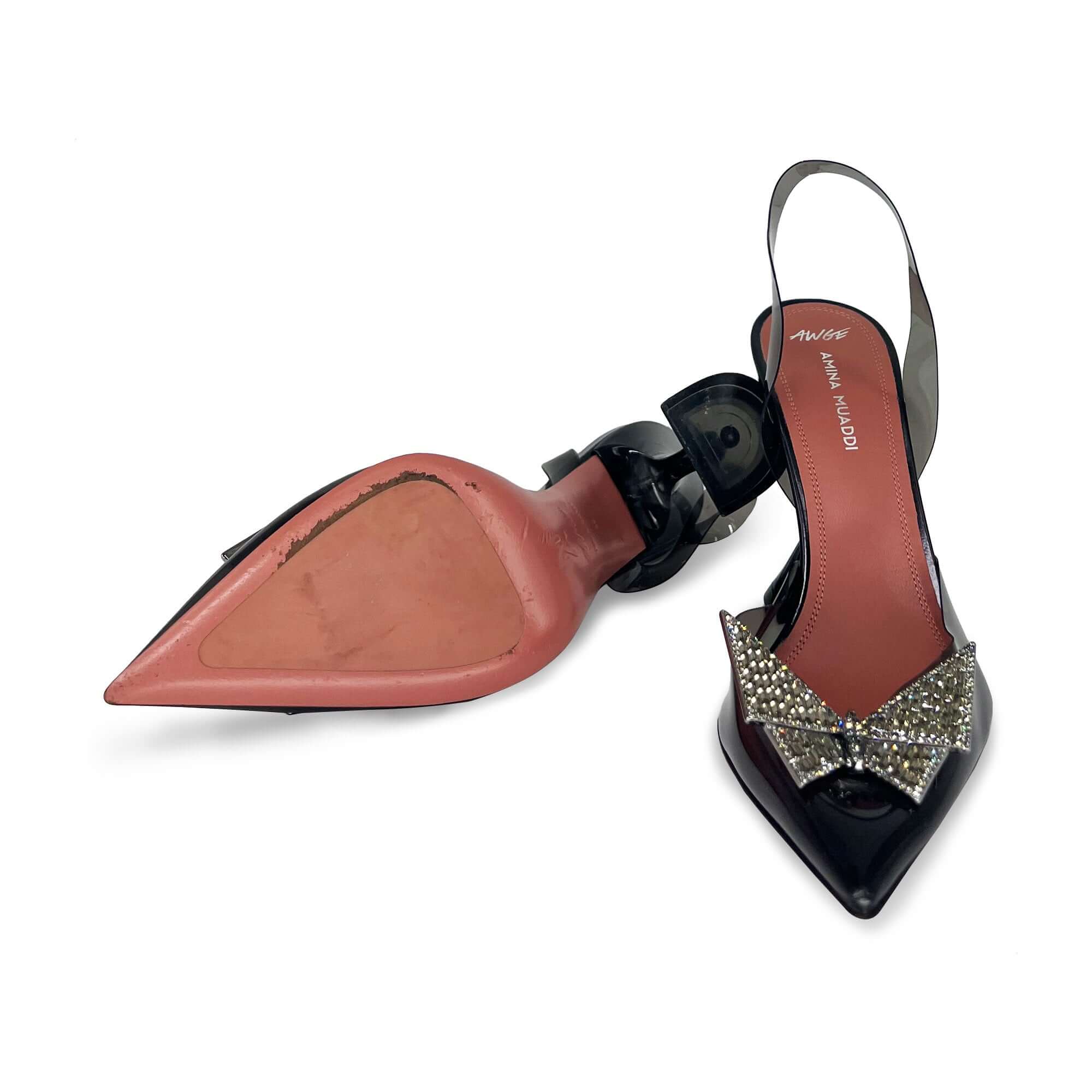 Amina Muaddi crystal butterfly phoenix sling heels