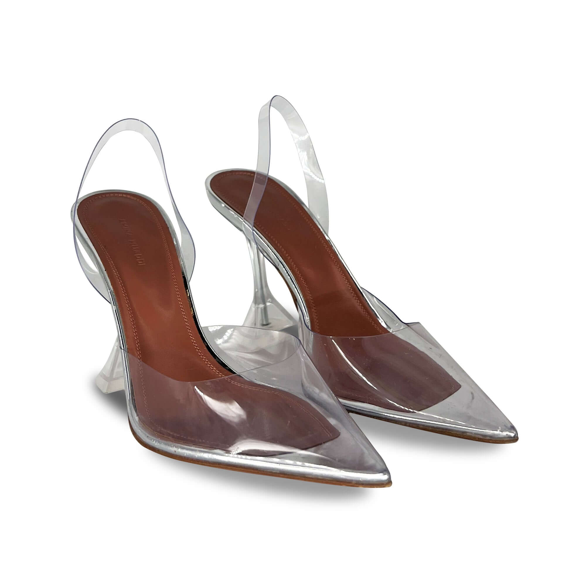 Amina Muaddi - Ami PVC and metallic leather pumps