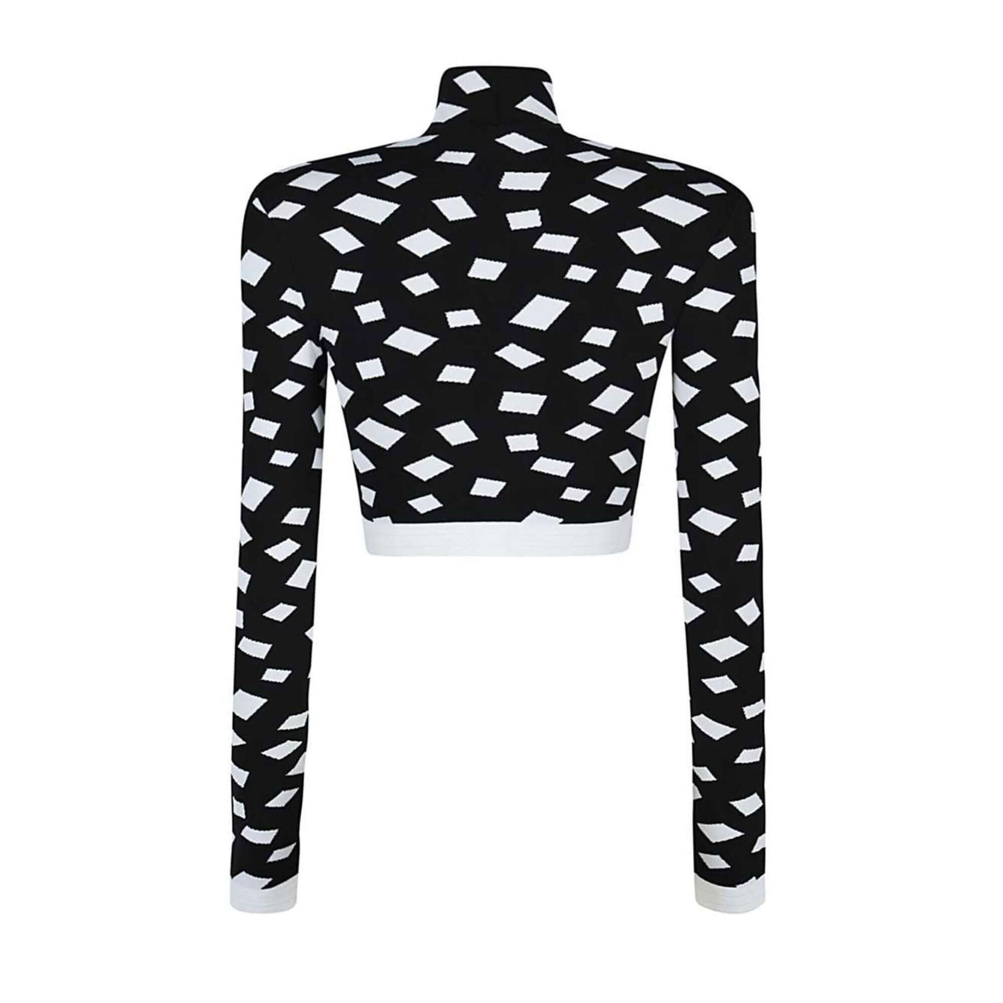 Balmain Cropped Jacquard-Knit Turtleneck Top