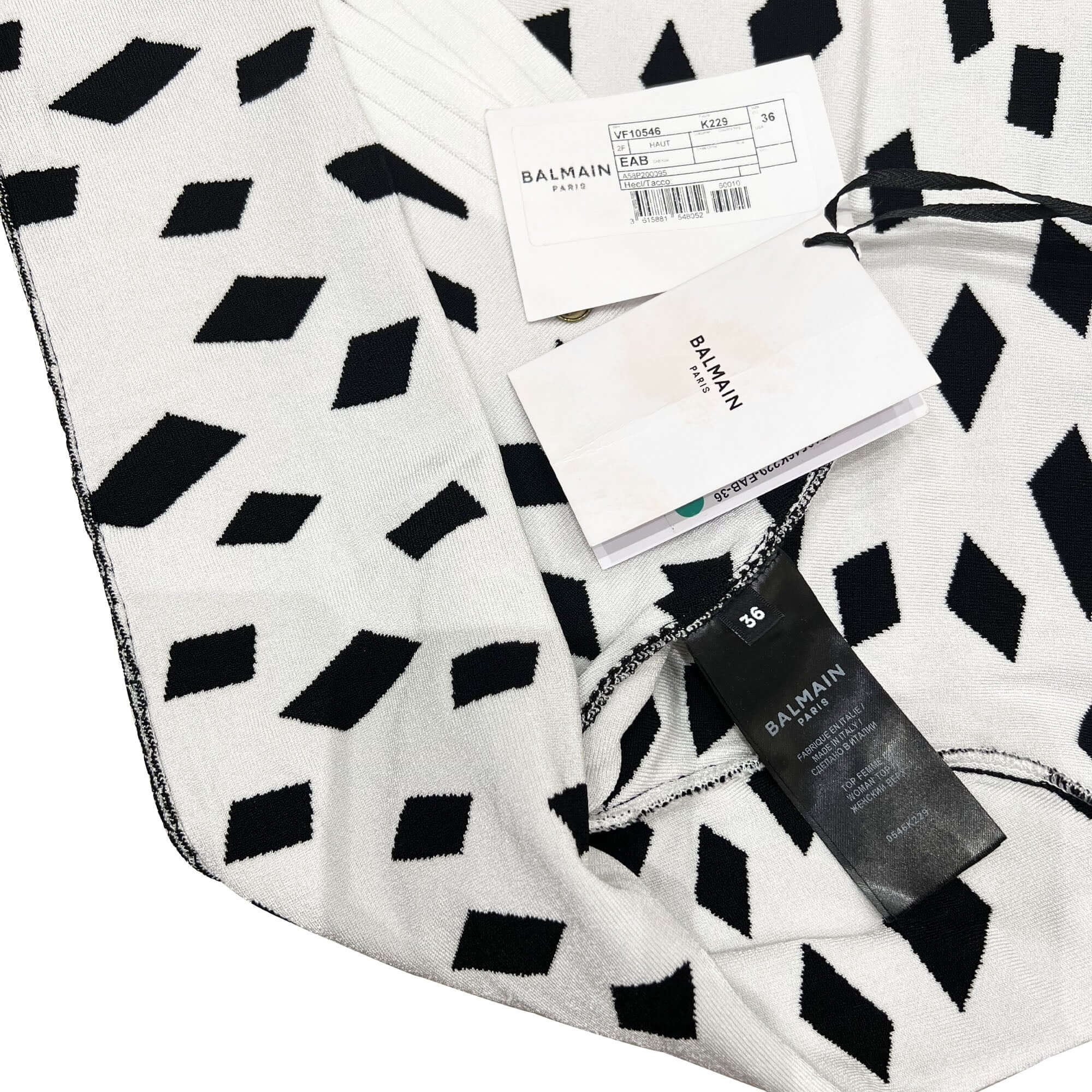 Balmain Cropped Jacquard-Knit Turtleneck Top