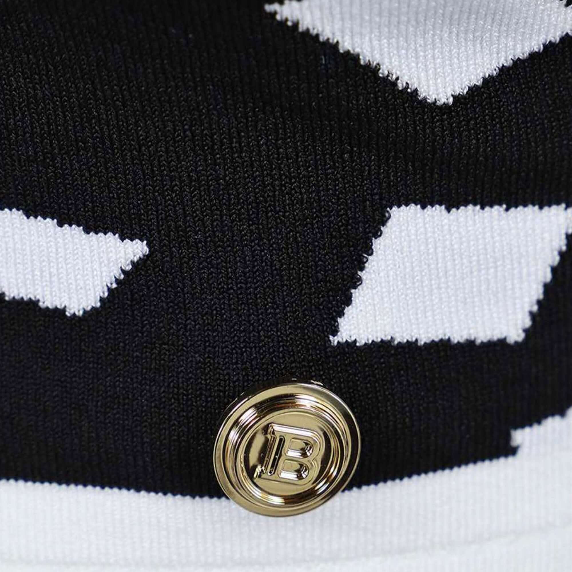 Balmain Cropped Jacquard-Knit Turtleneck Top