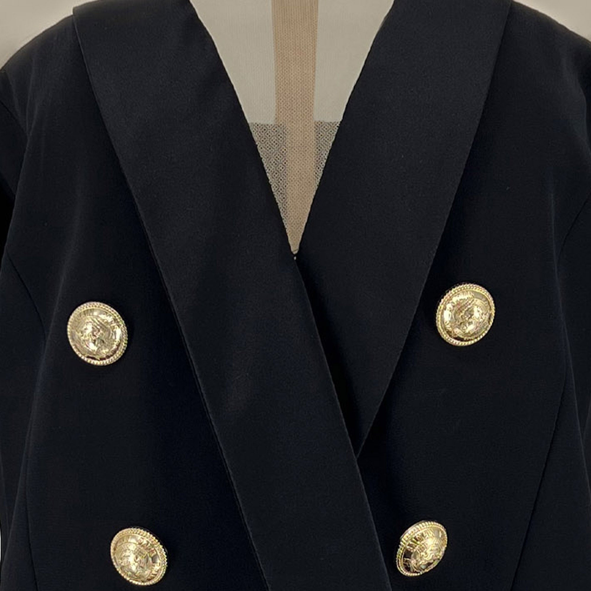 Balmain Tulle - paneled button - embellished crepe top