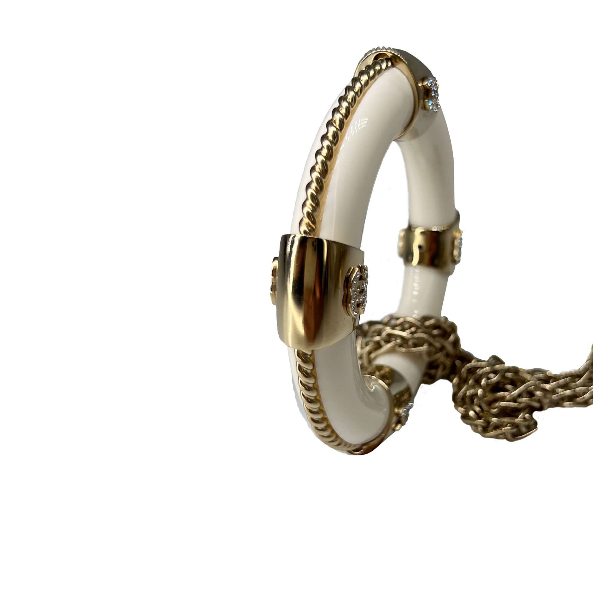 Chanel life jacket white and gold necklace