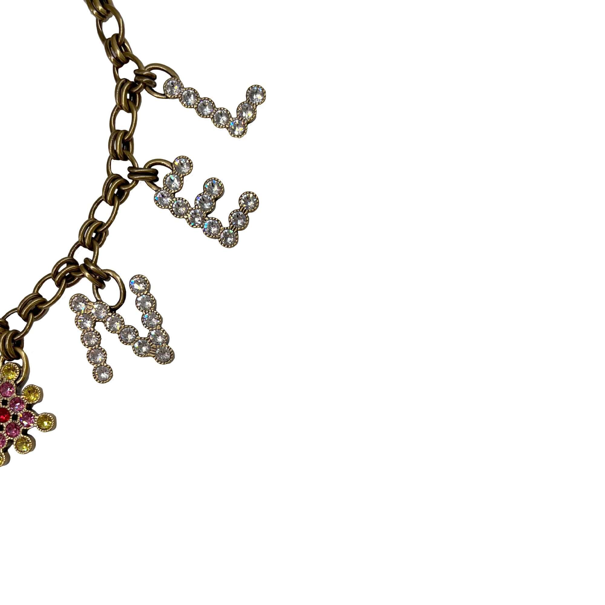 Chanel crystal name plate logo necklace