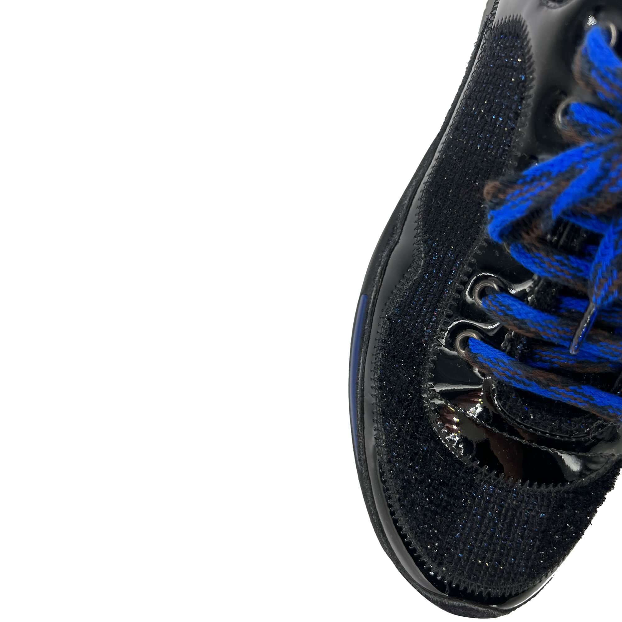 Chanel patent leather and tweed sneakers