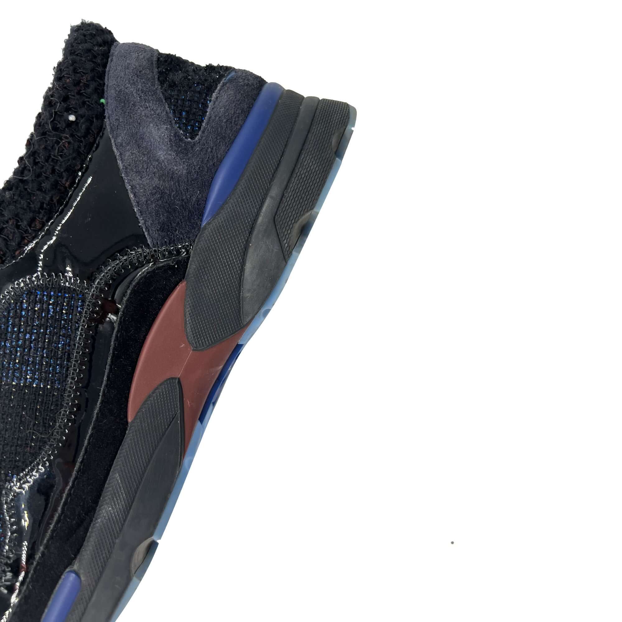 Chanel patent leather and tweed sneakers