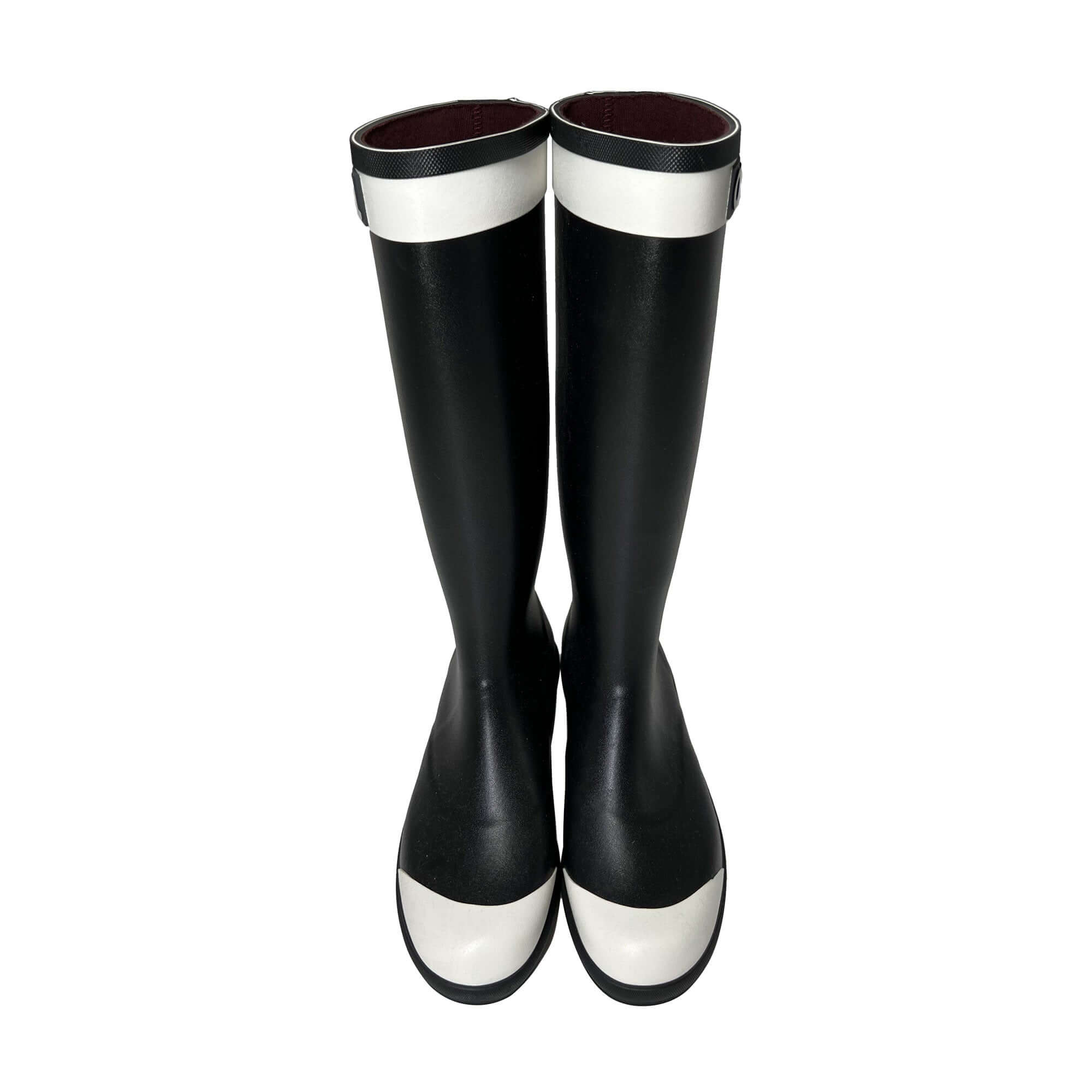 Chanel logo cap black white rainboots
