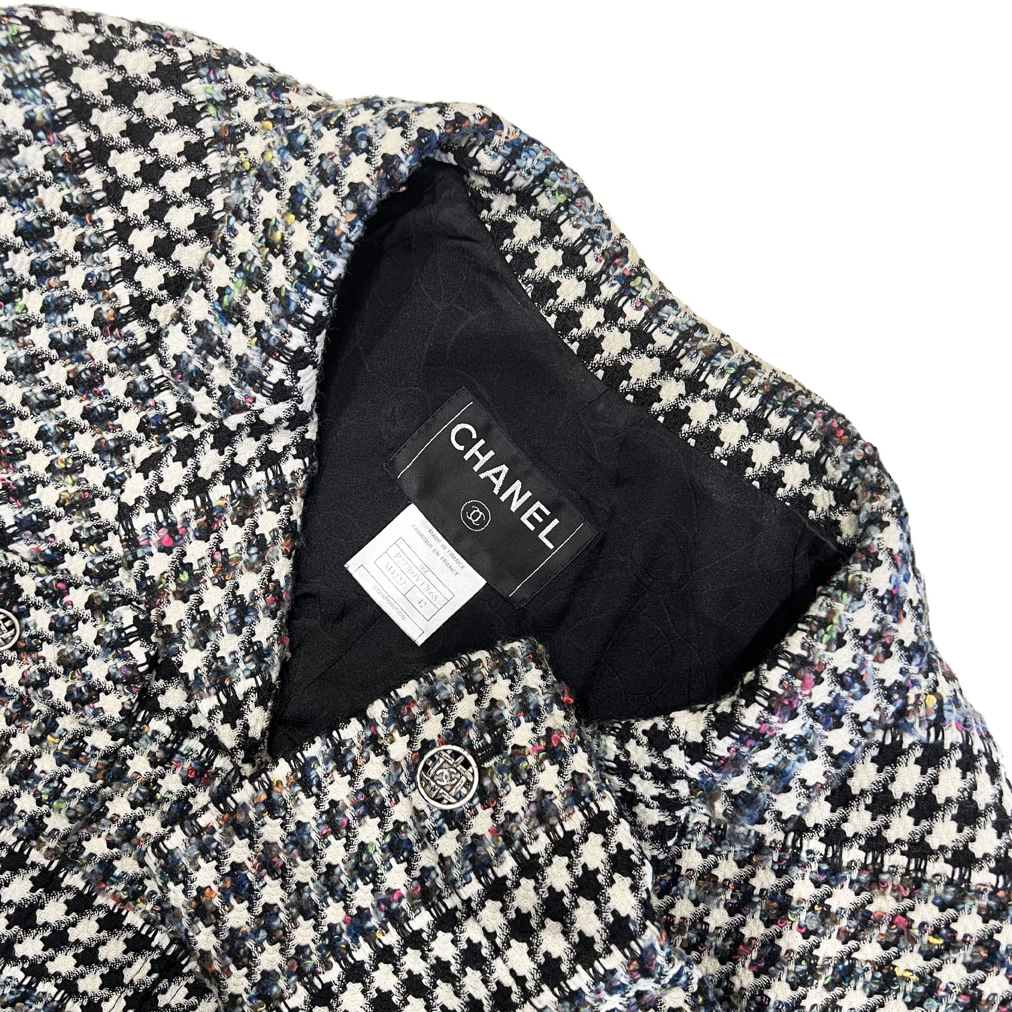 Pre owned Chanel 2006 Houndstooth Pattern zip-up Designer jacket