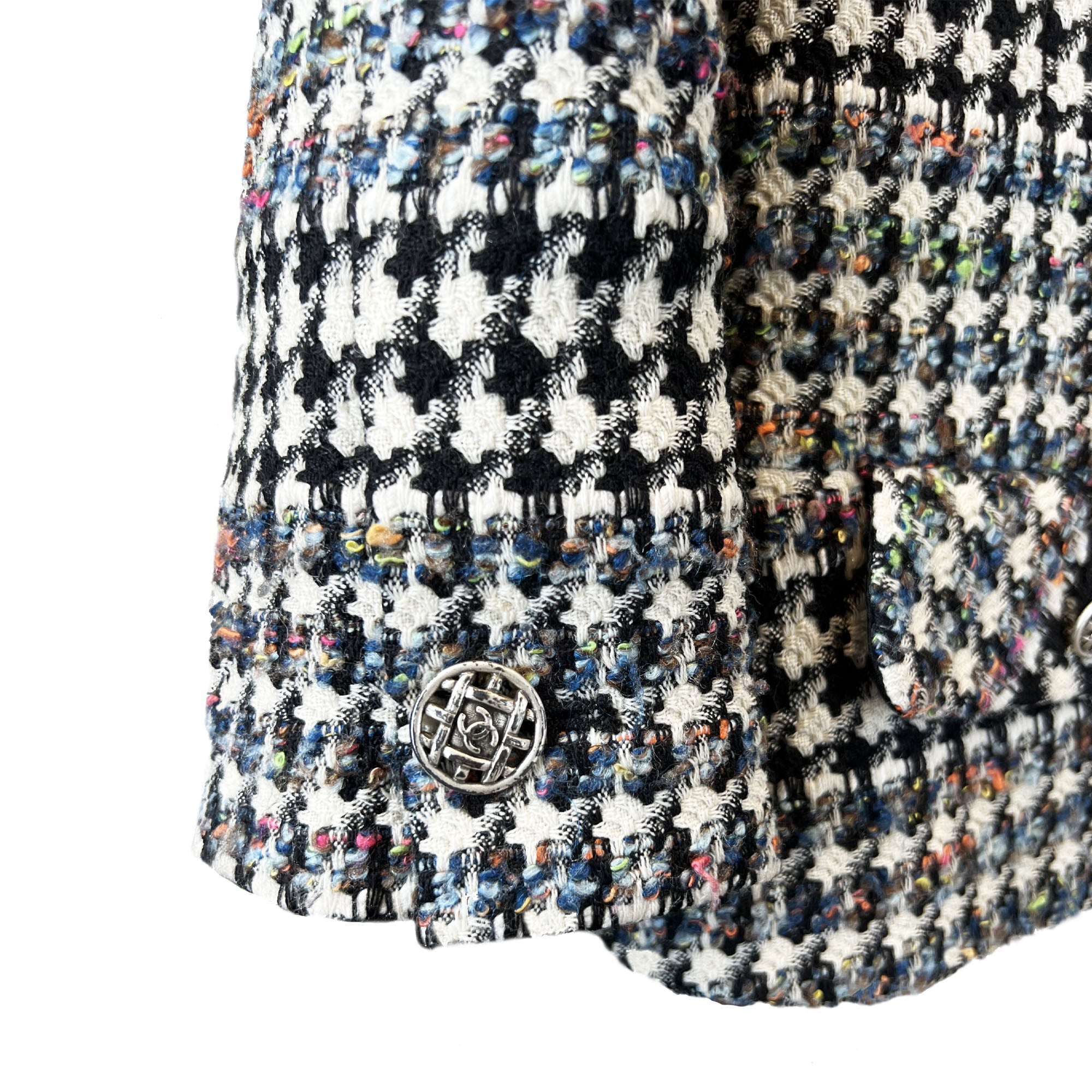 Pre owned Chanel 2006 Houndstooth Pattern zip-up Designer jacket