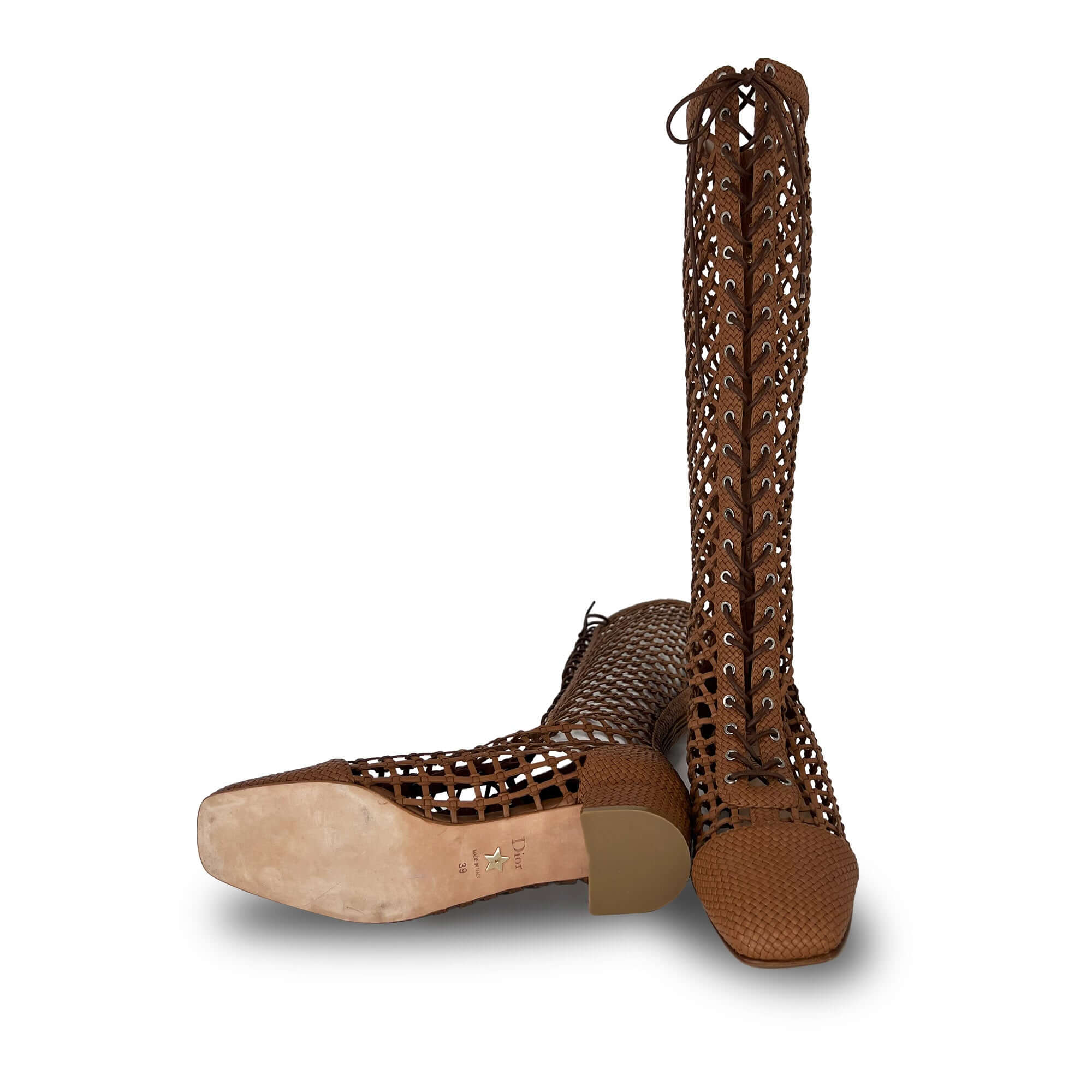 Christian Dior spring 2018 naughtily-D lace-up boots brown