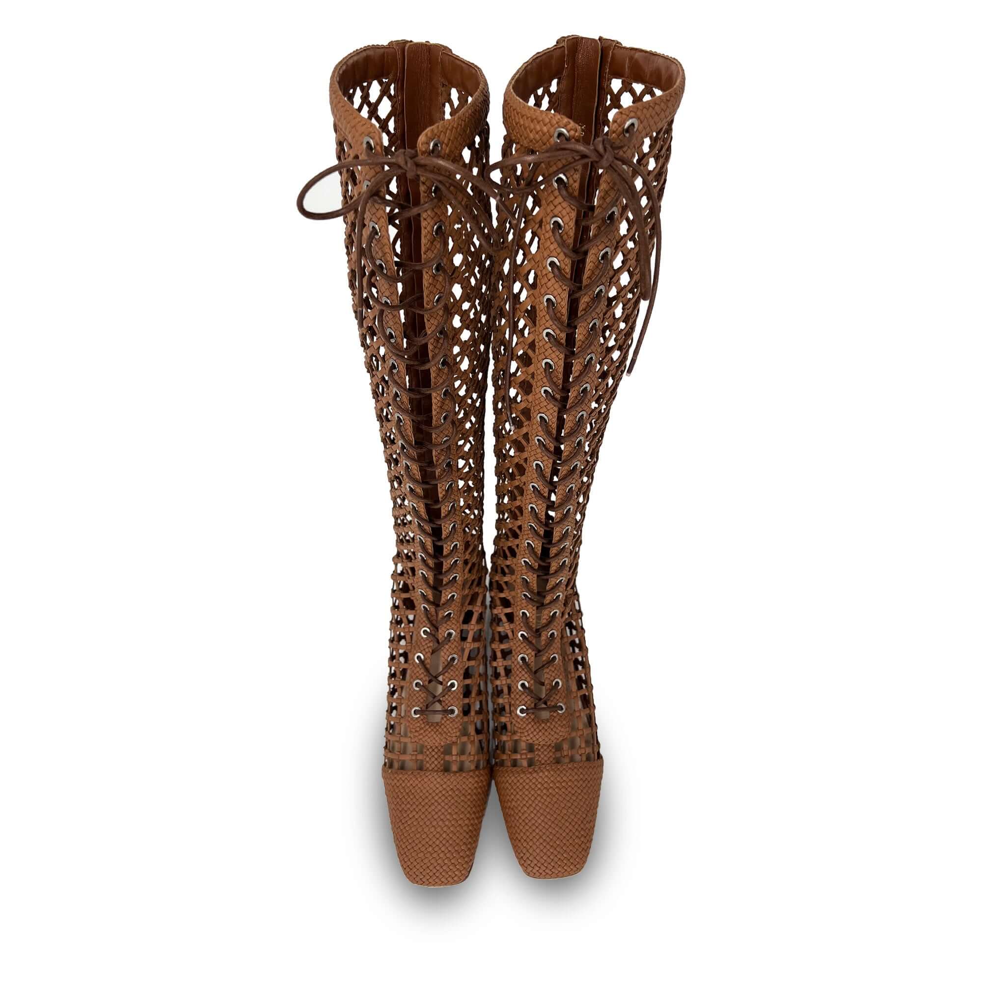 Christian Dior spring 2018 naughtily-D lace-up boots brown