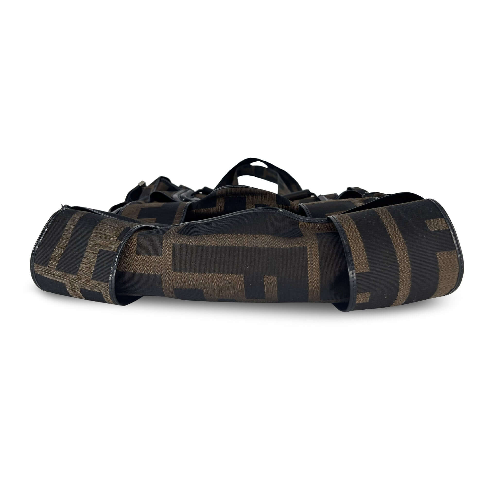 Fendi Zucca Woven Crossword Black-Brown Canvas Bag