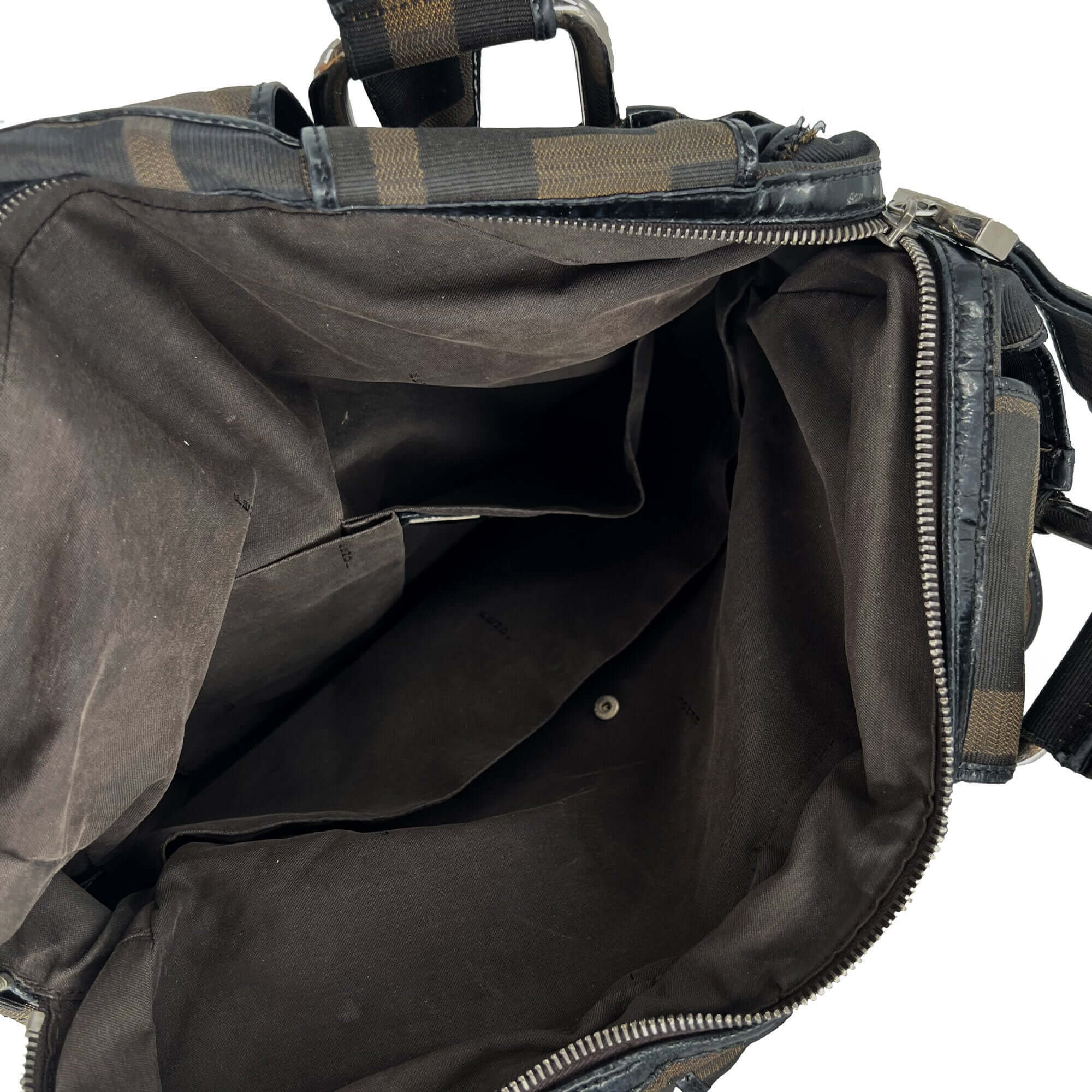 Fendi Zucca Woven Crossword Black-Brown Canvas Bag