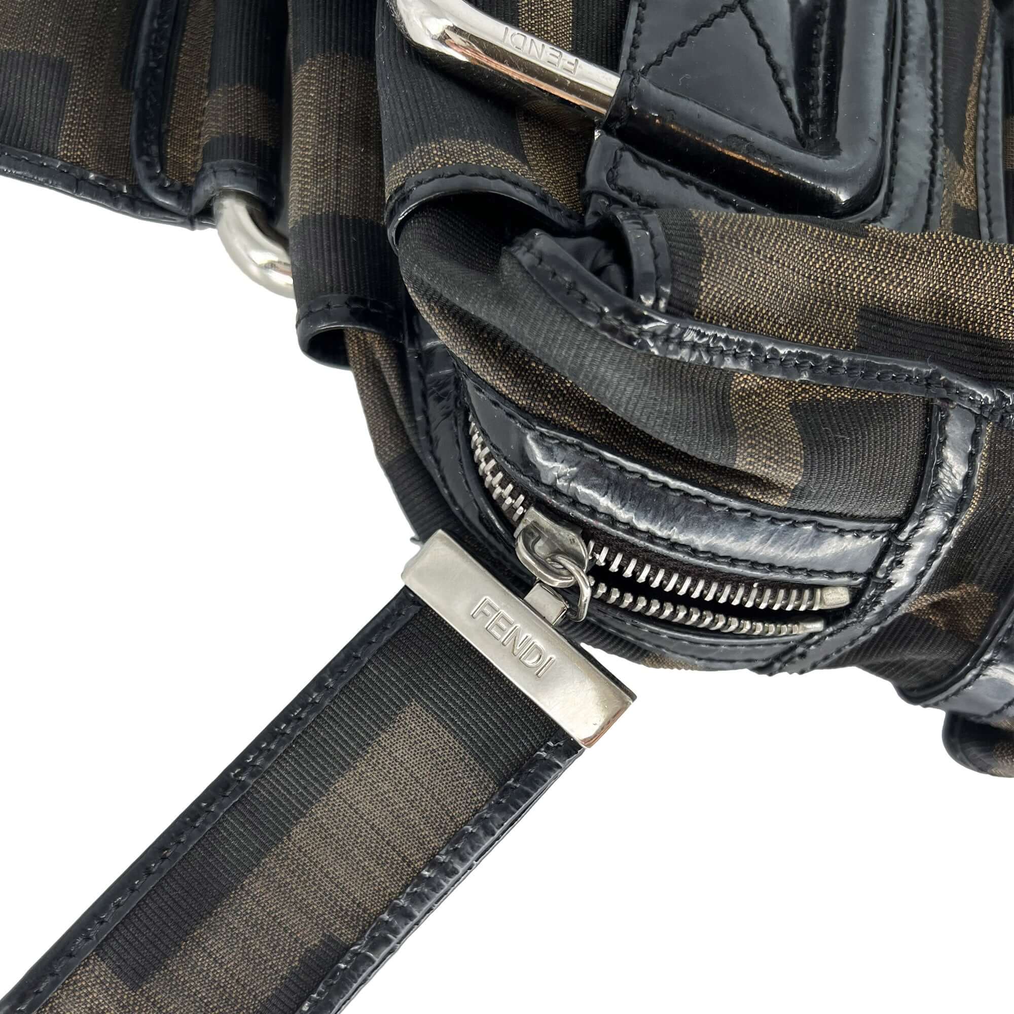 Fendi Zucca Woven Crossword Black-Brown Canvas Bag