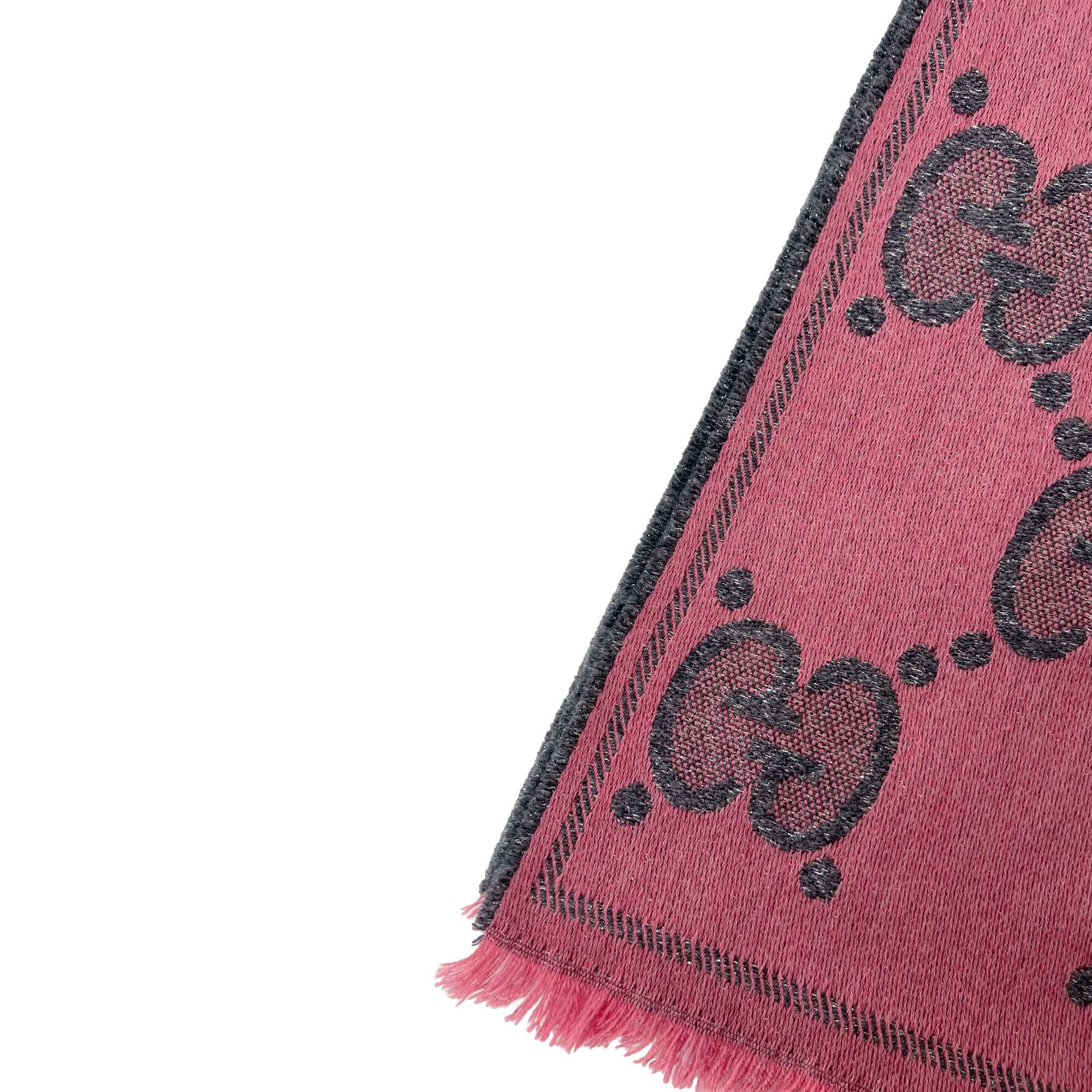 Gucci grey and pink GG logo scarf