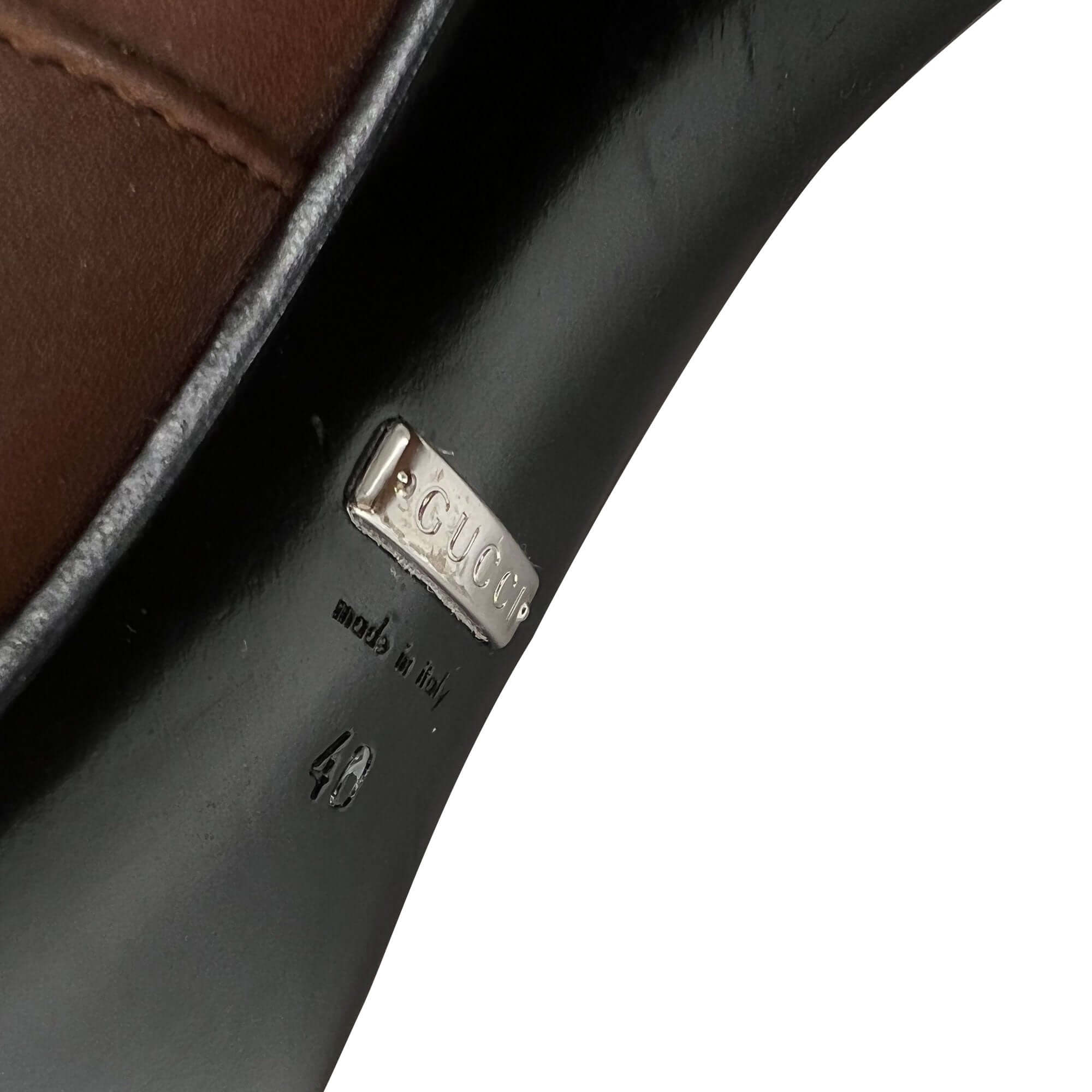 Gucci Brixton horsebit brown leather heels