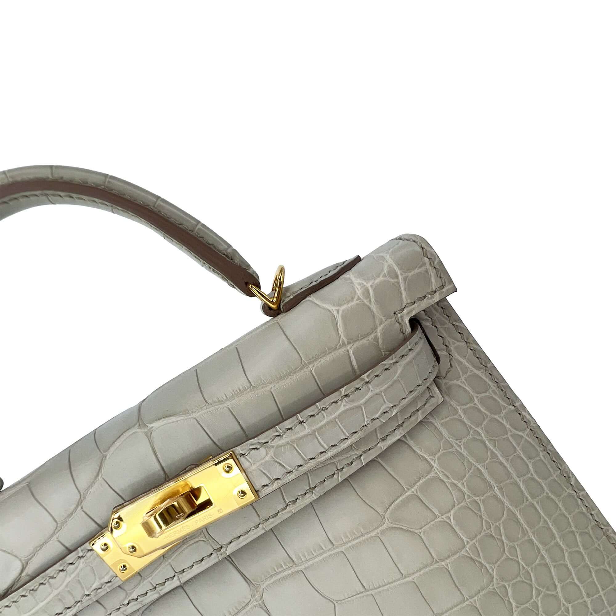 Hermes Kelly Designer Bag Beton Matte detail corner