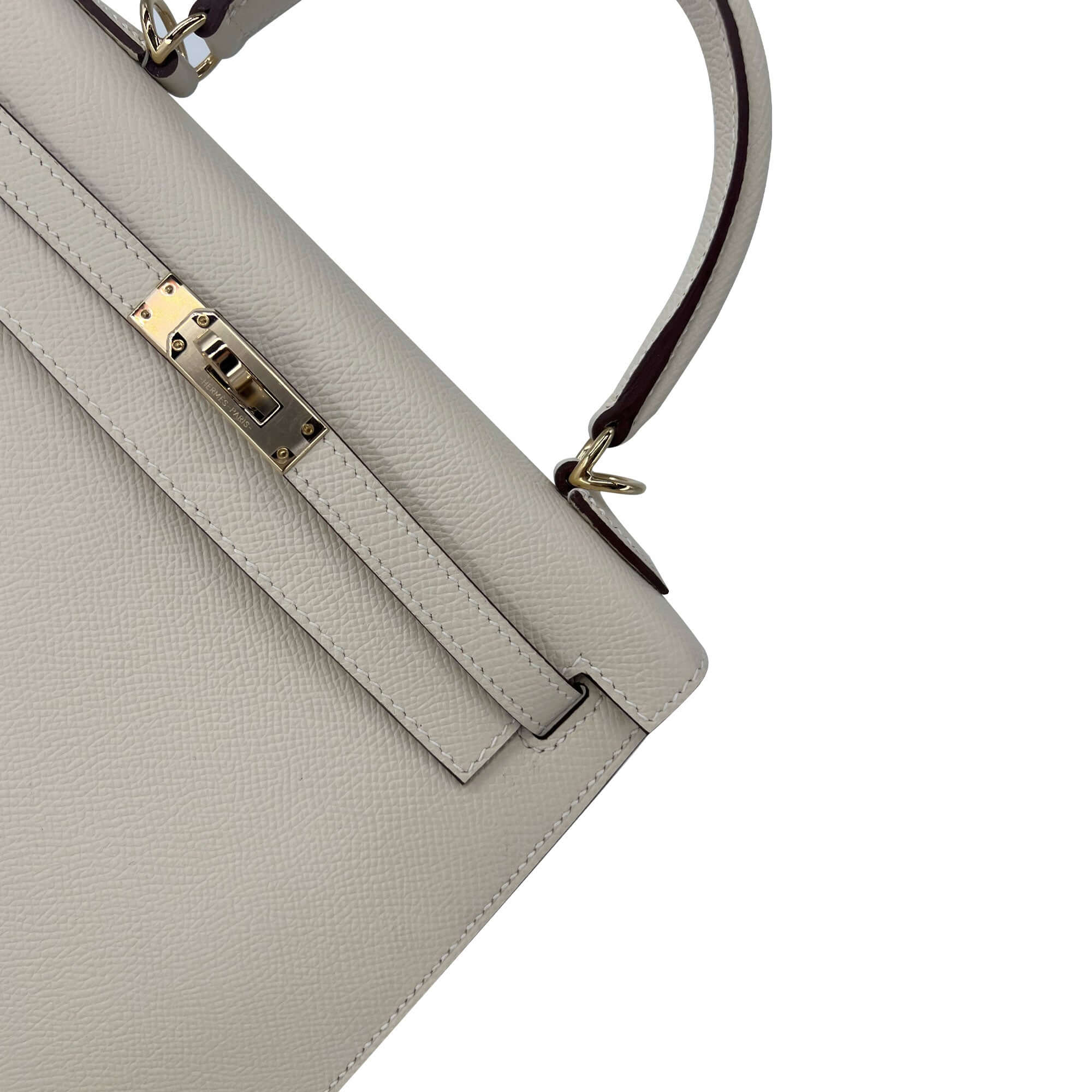 Hermes Kelly Craie Epsom leather designer bag detail corner