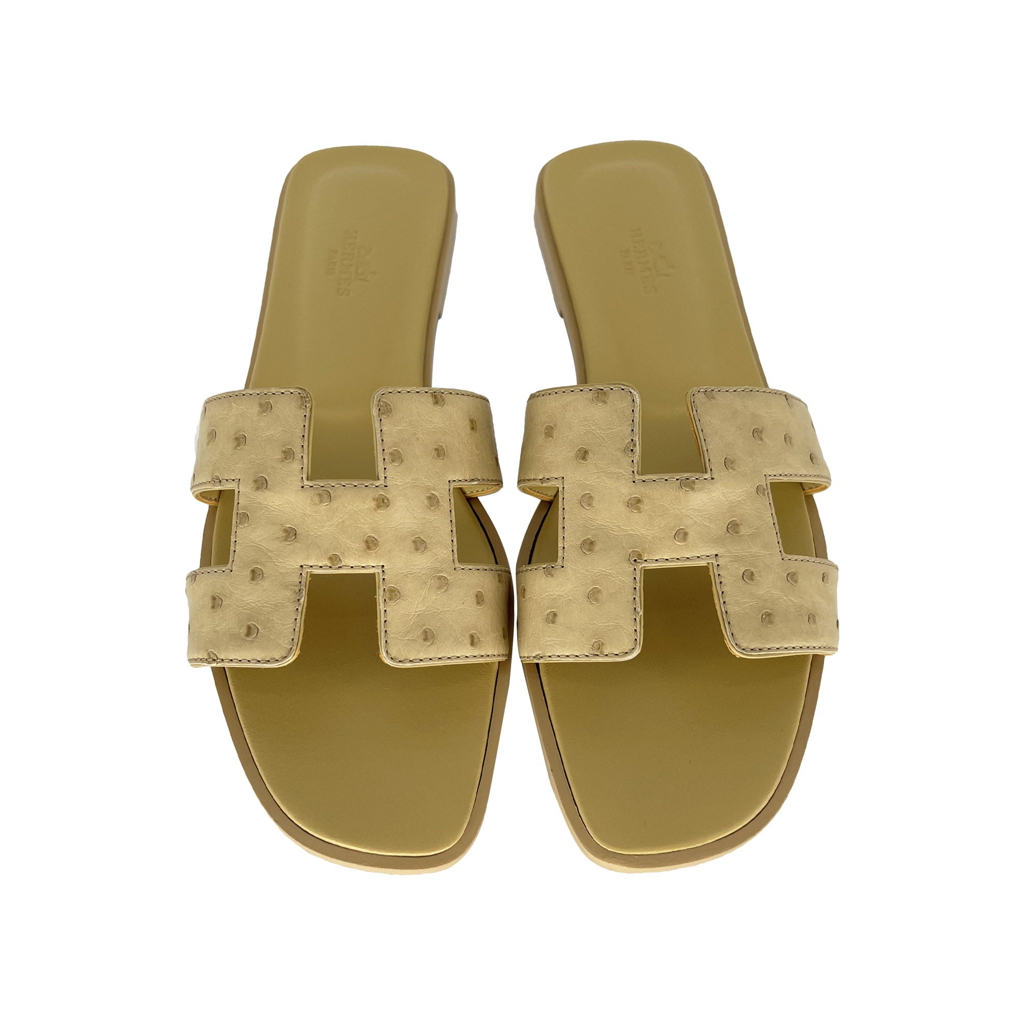 Hermes Nude Ostrich Oran designer sandals top