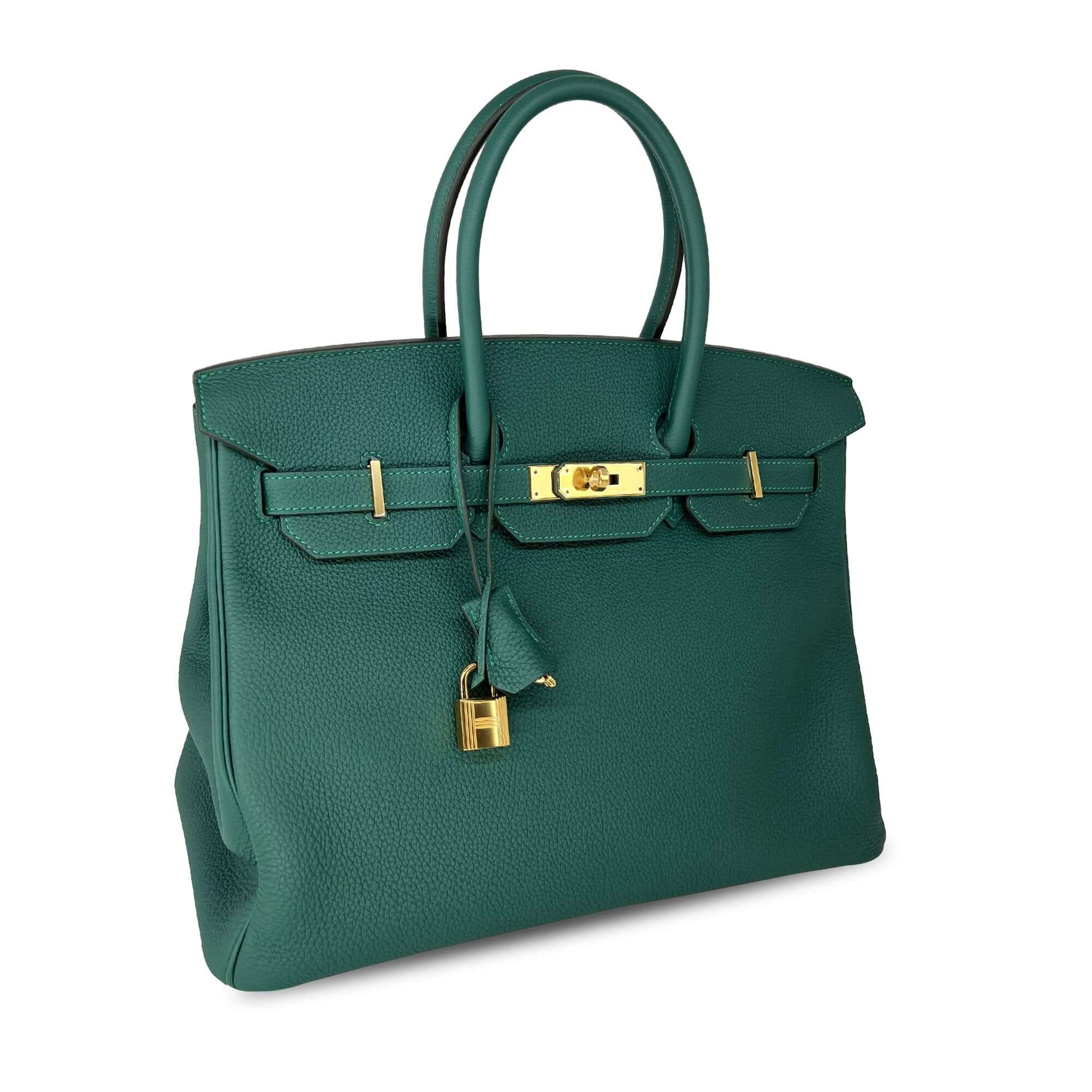 Hermes Malachite Togo B35 GHW bag angle
