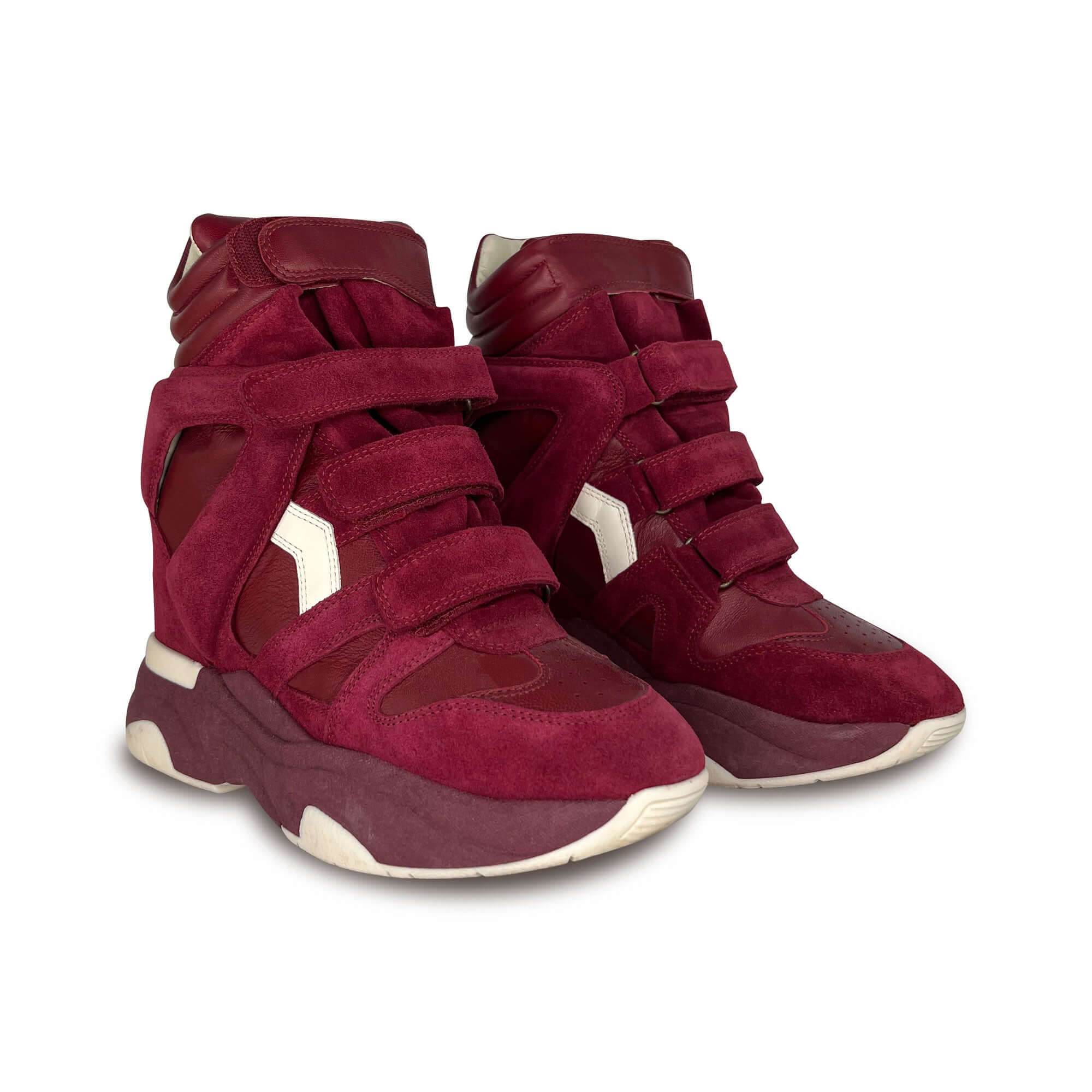 Isabelle Marant suede burgundy ankle trainers