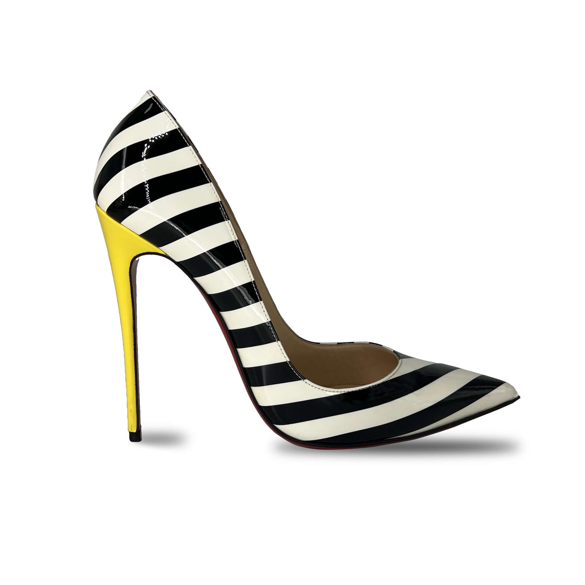 Christian Louboutin So Kate stripped patent leather pumps
