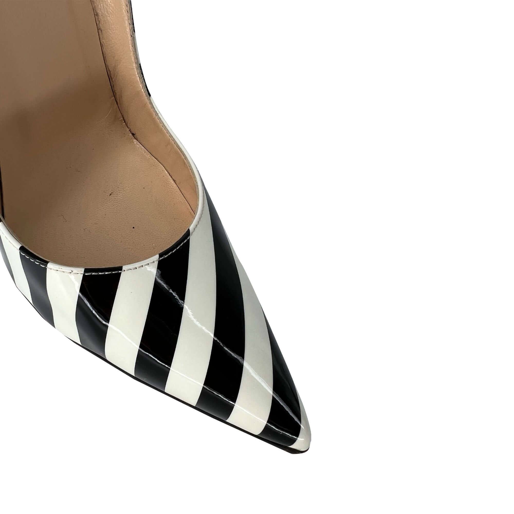 Christian Louboutin So Kate stripped patent leather pumps