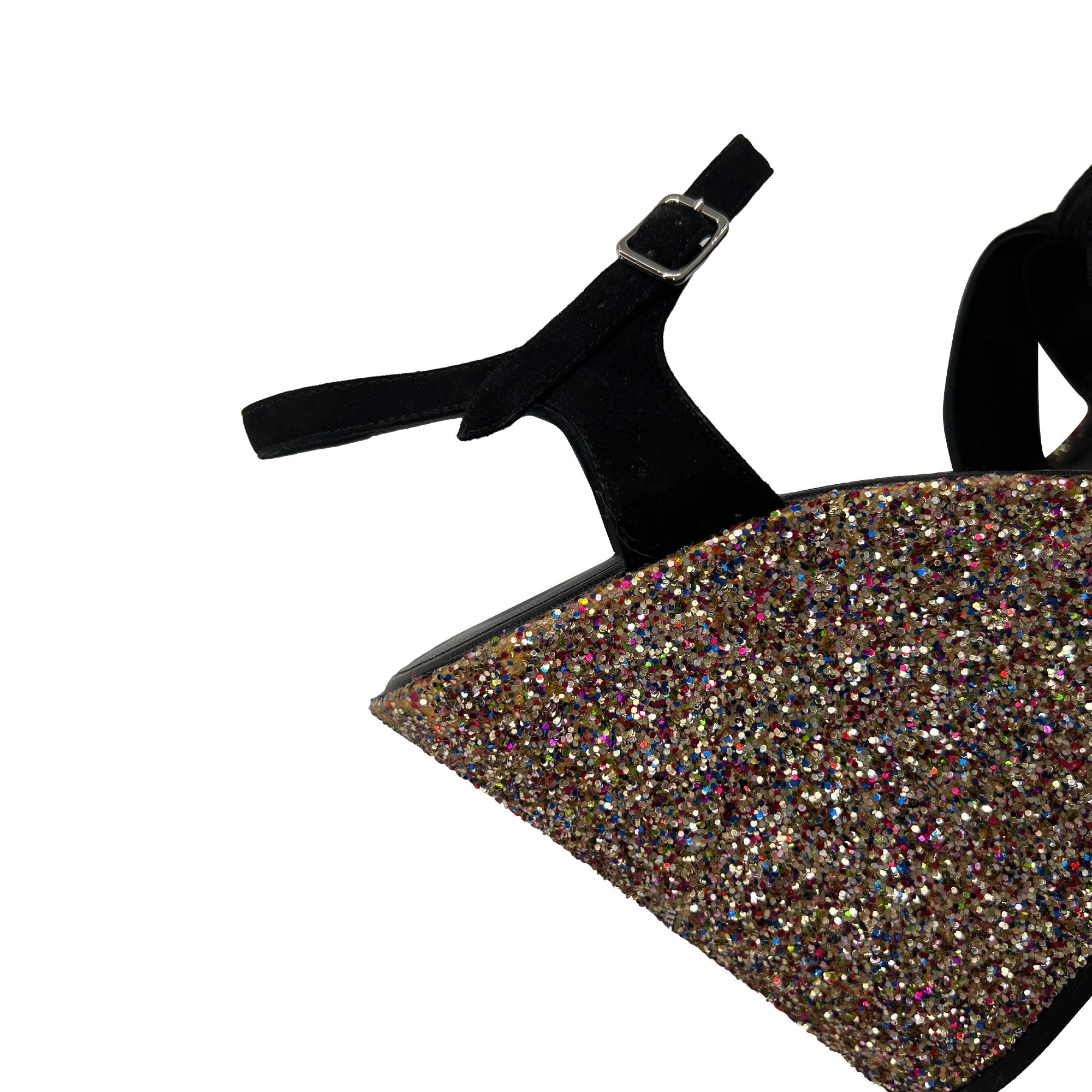 Yves Saint Laurent black suede leather platform wedge sandals