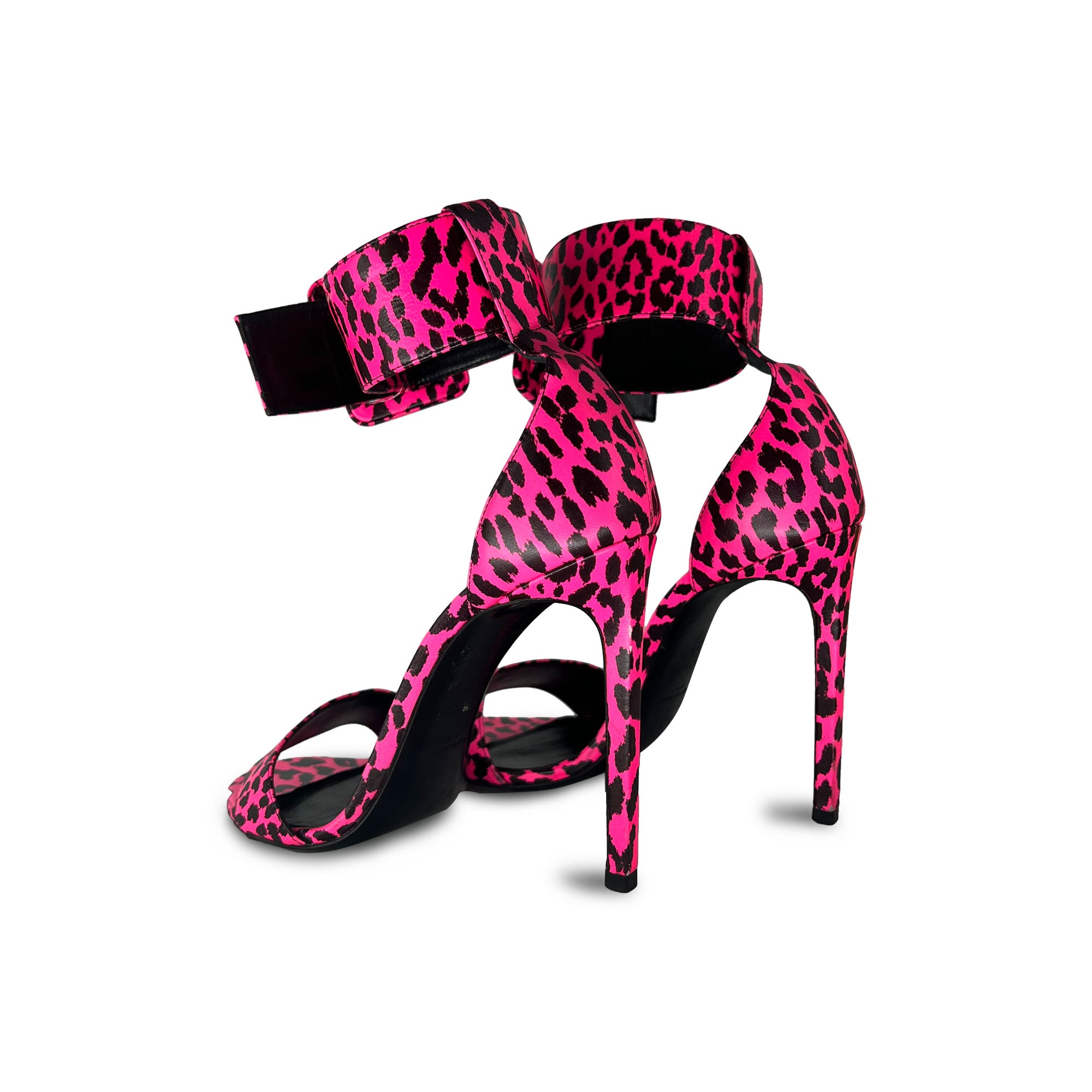 Yves Saint Laurent pink animal print sandals