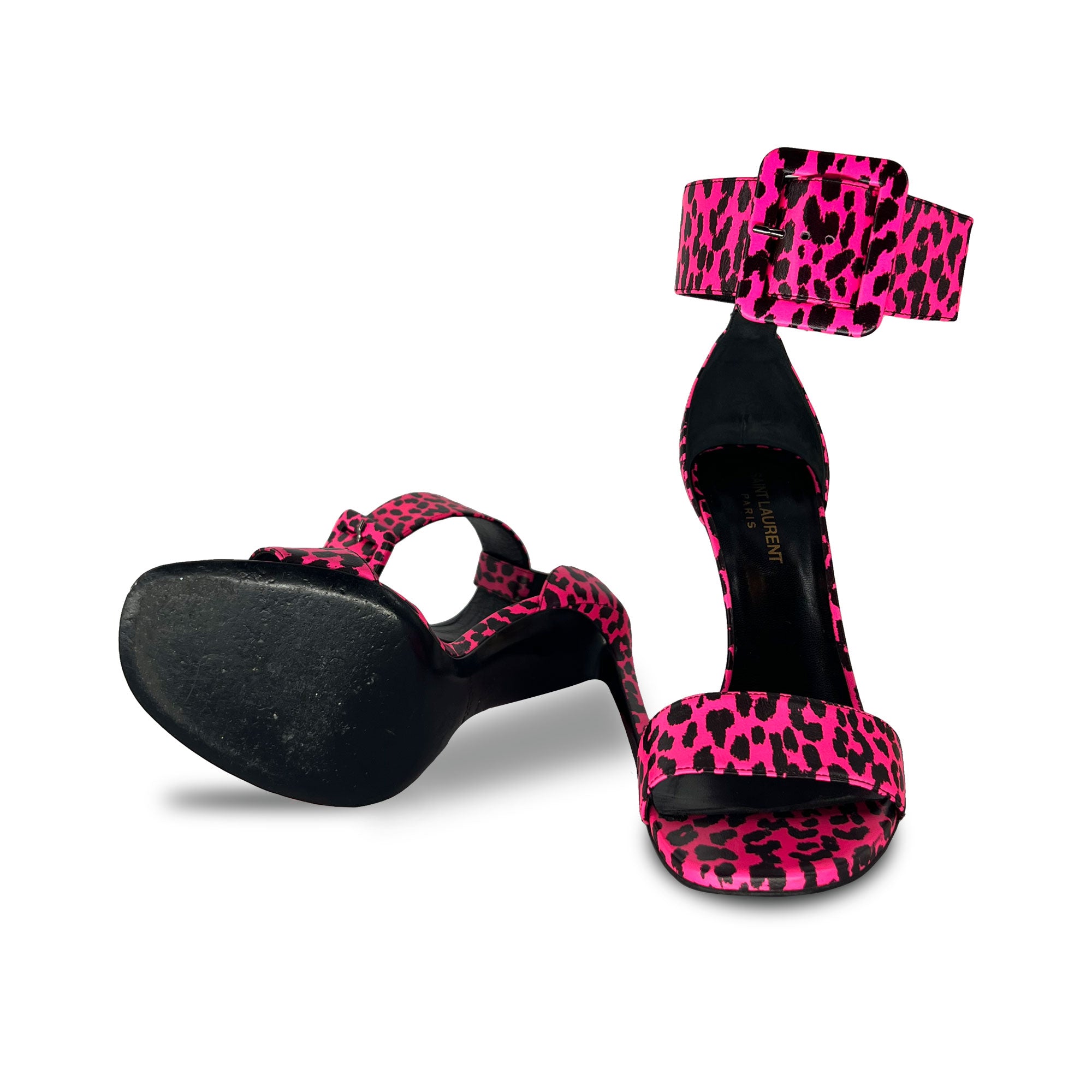 Yves Saint Laurent pink animal print sandals