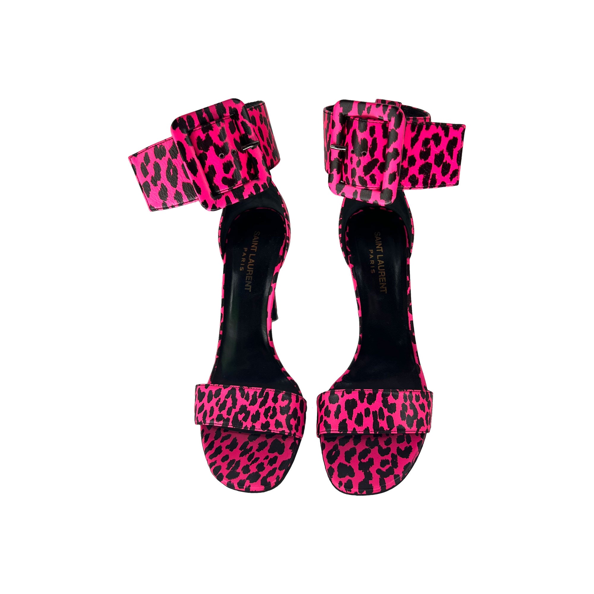 Yves Saint Laurent pink animal print sandals