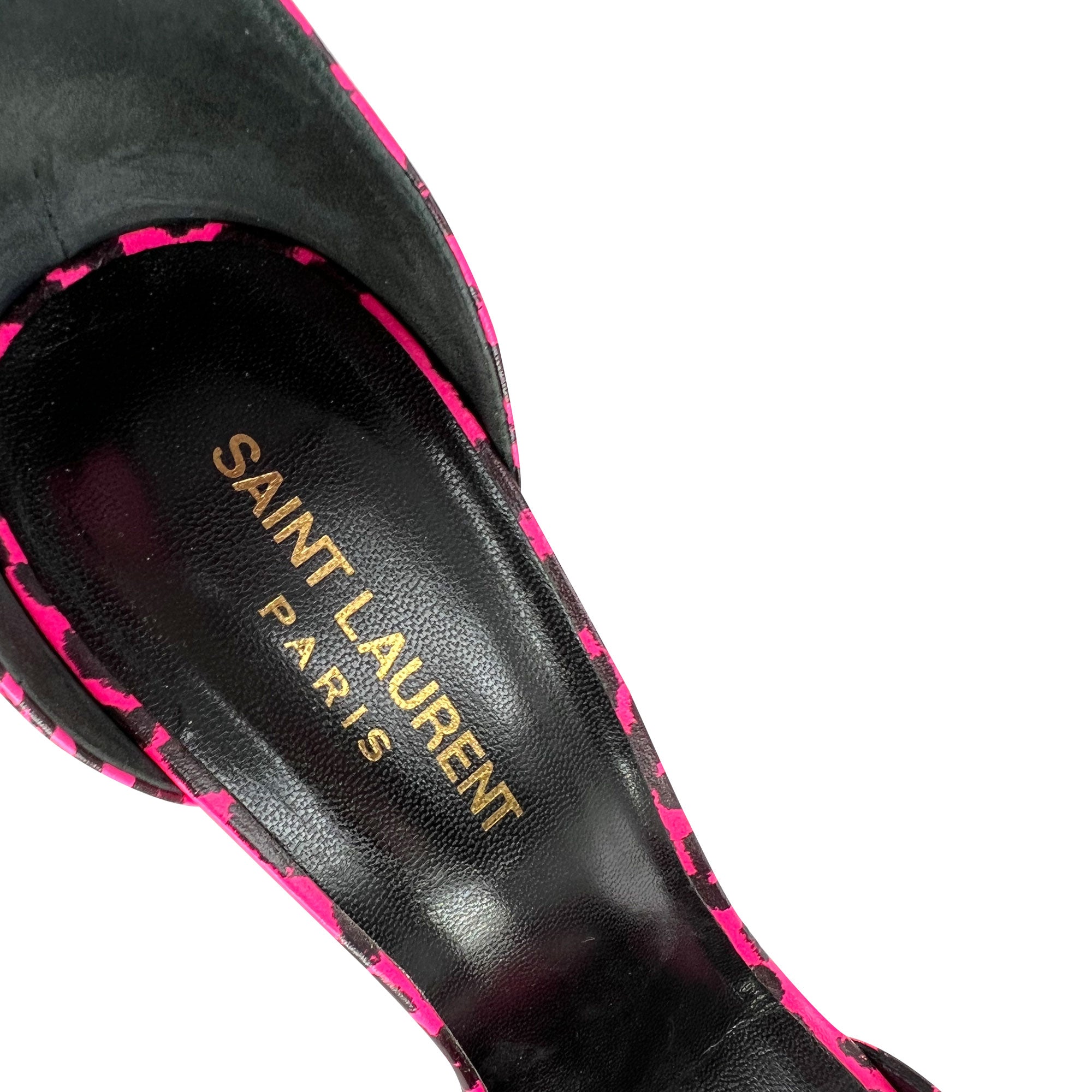 Yves Saint Laurent pink animal print sandals