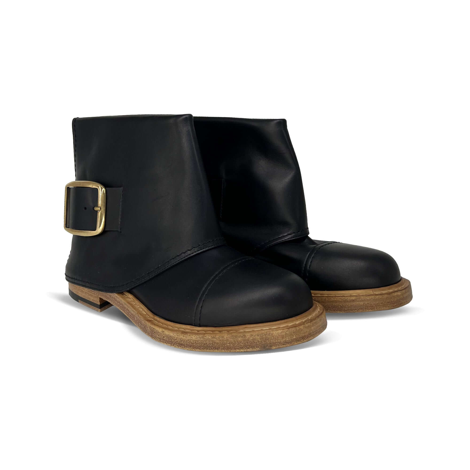 Alexander McQueen gold buckled leather ankle boots
