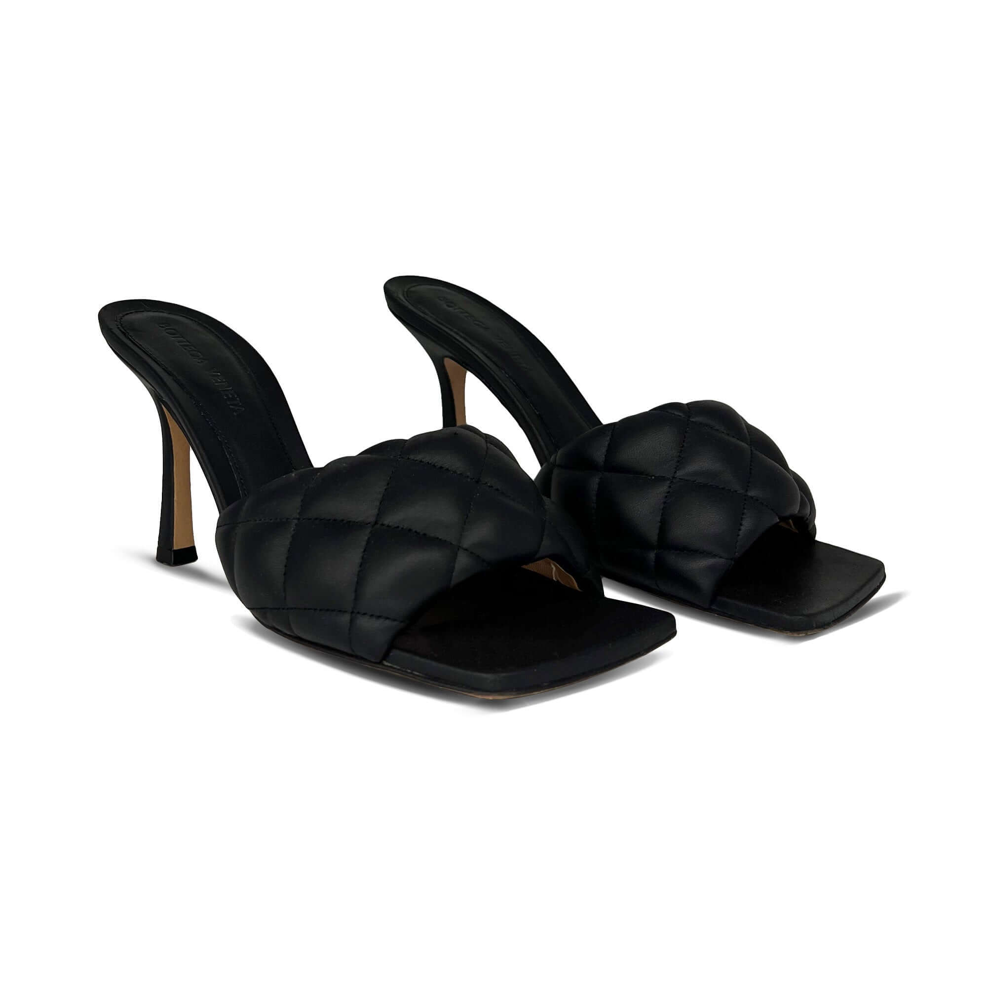 Bottega Veneta black square-toe mules