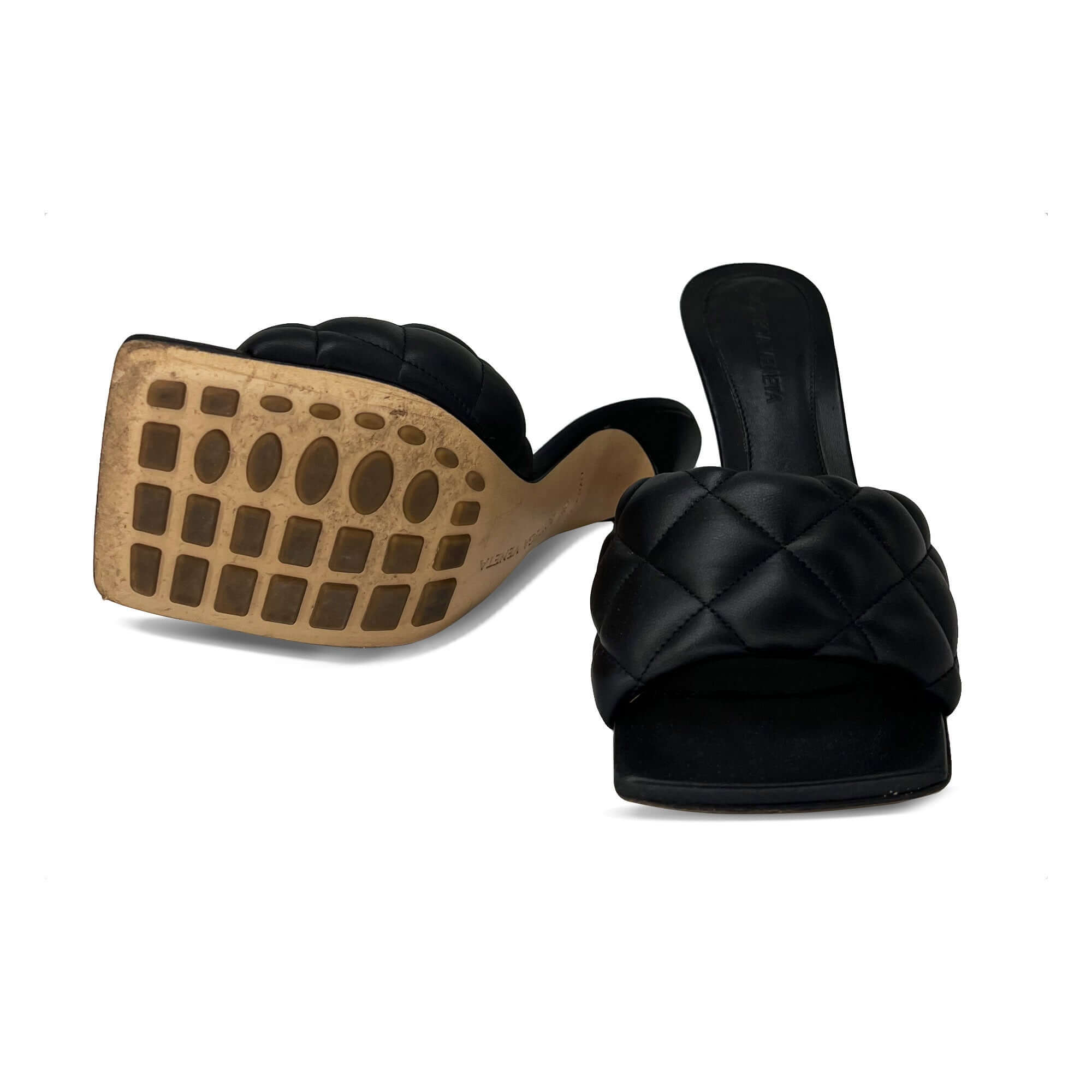 Bottega Veneta black square-toe mules