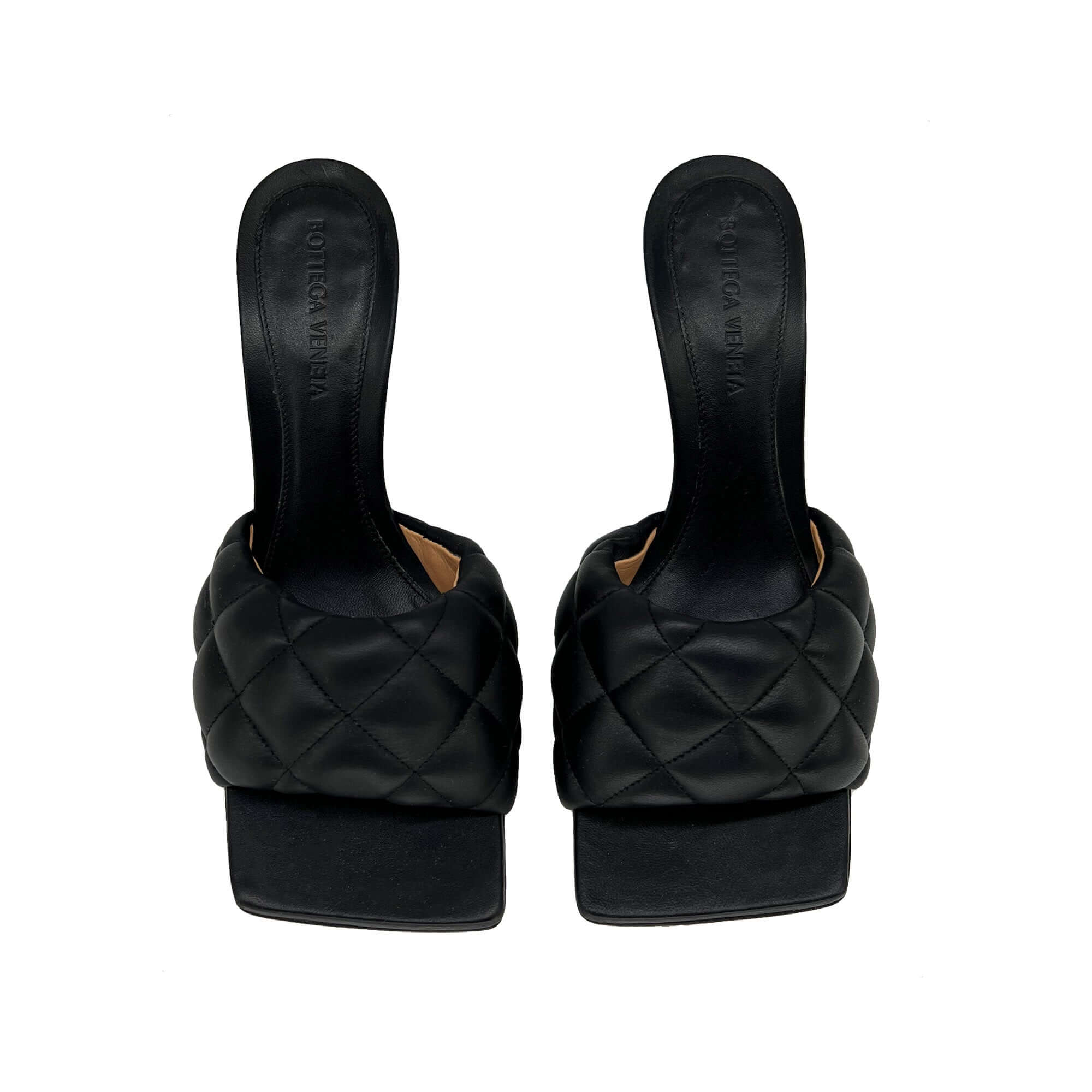 Bottega Veneta black square-toe mules