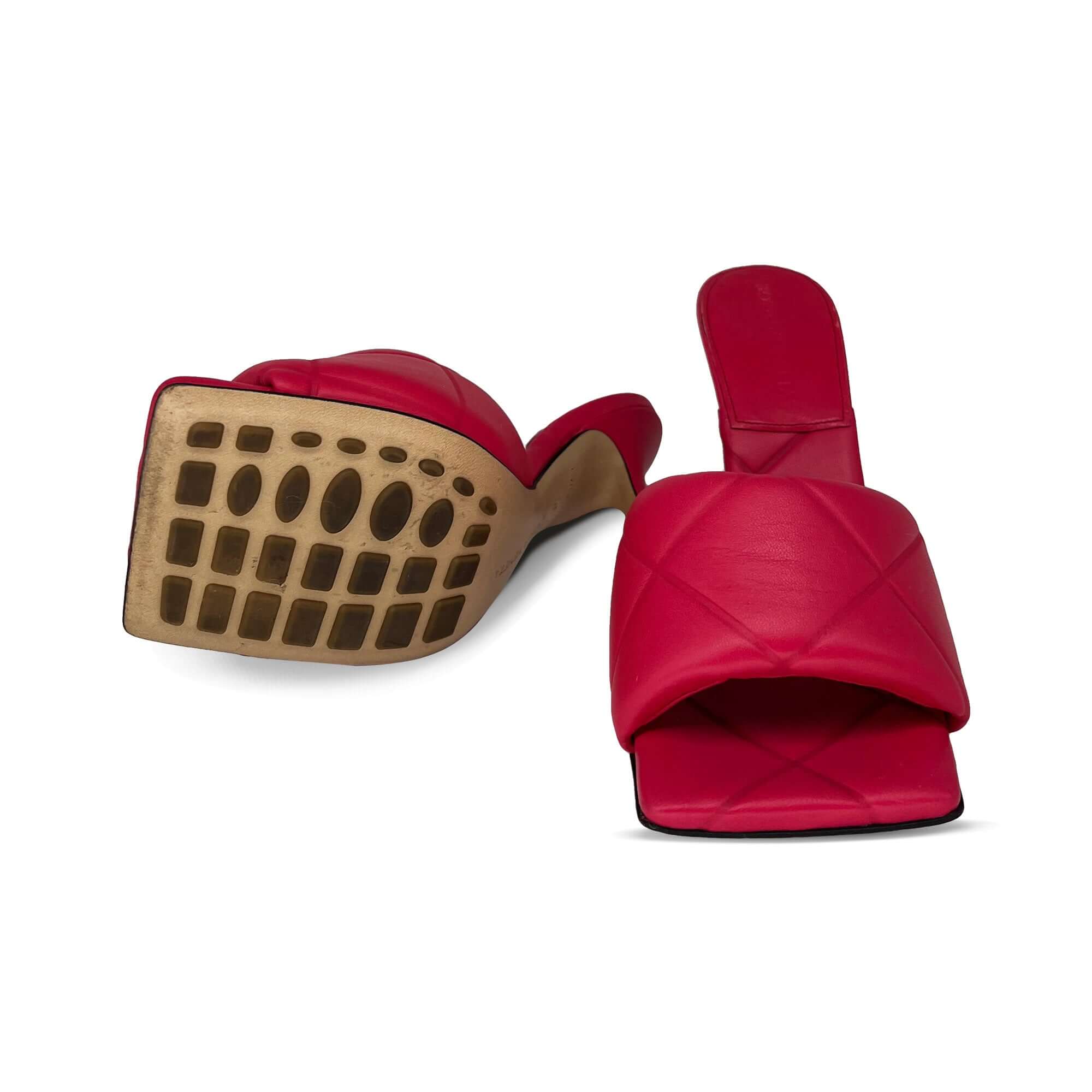 Bottega Veneta pink square-toe mules