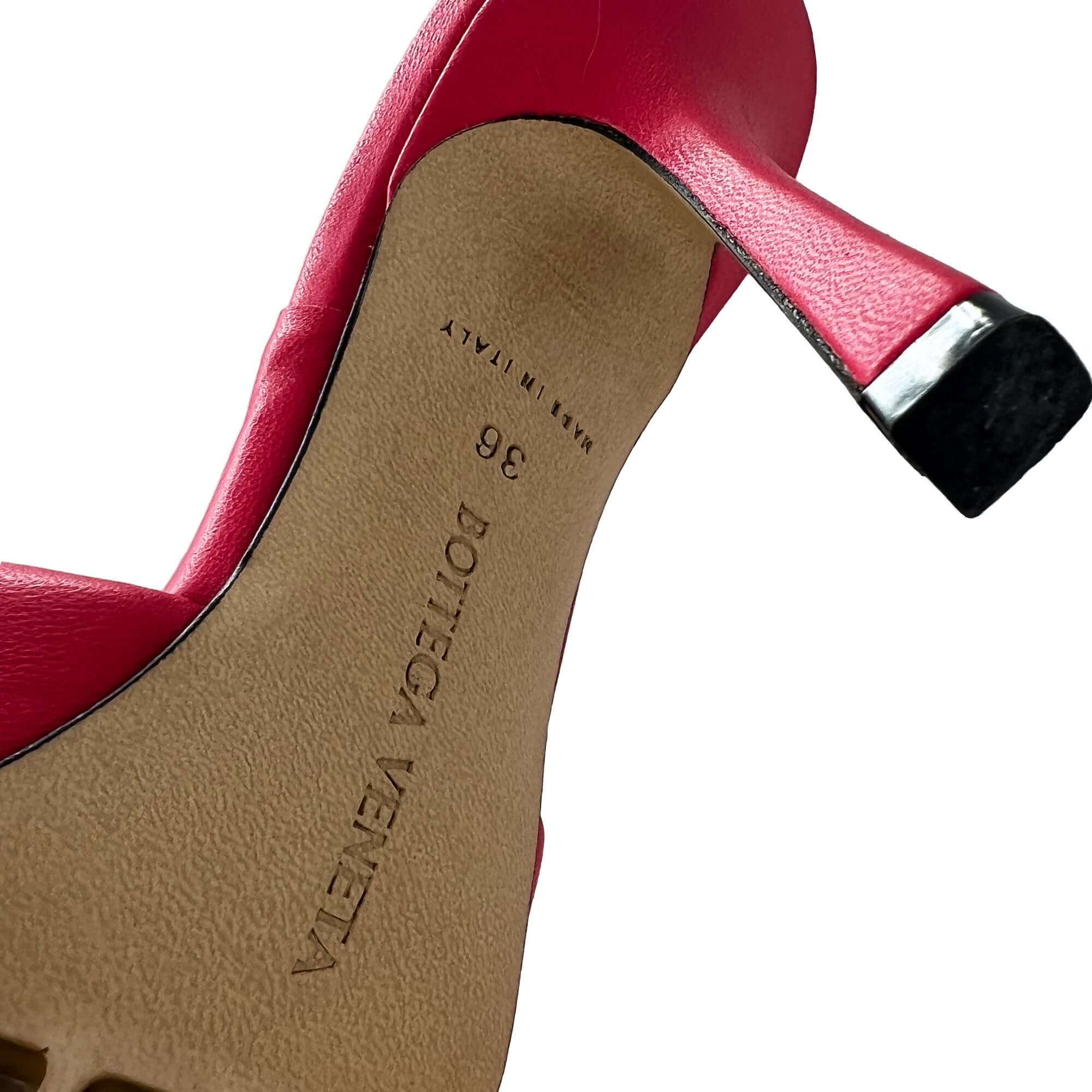 Bottega Veneta pink square-toe mules