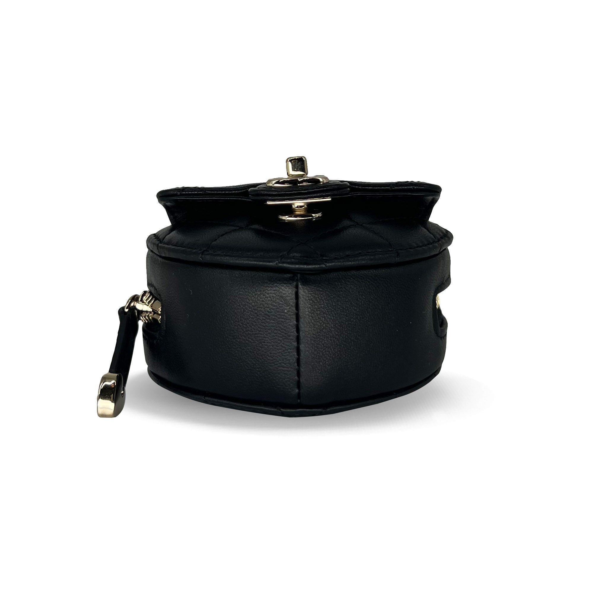 Chanel Black Heart Zipped Coin Calfskin Mini Bag