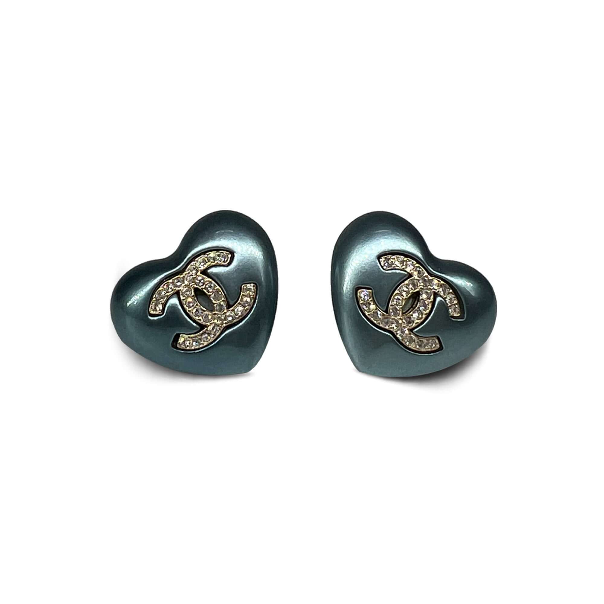 Chanel Heart Shape Pearl Earrings