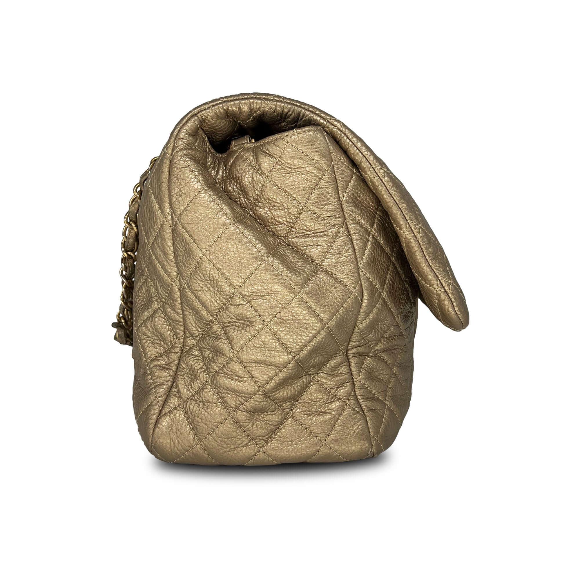 Chanel gold quilted leather travel bag