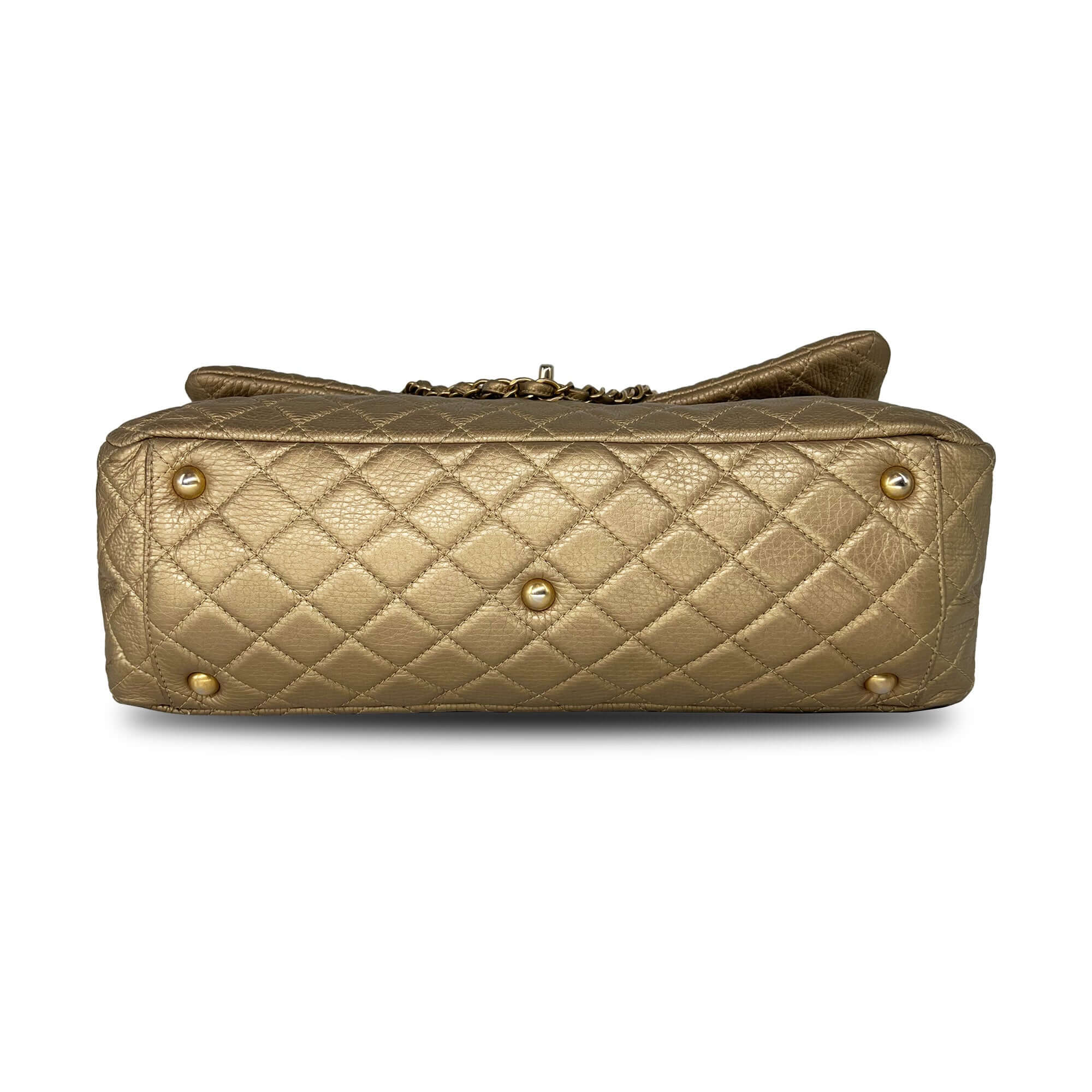 Chanel gold quilted leather travel bag