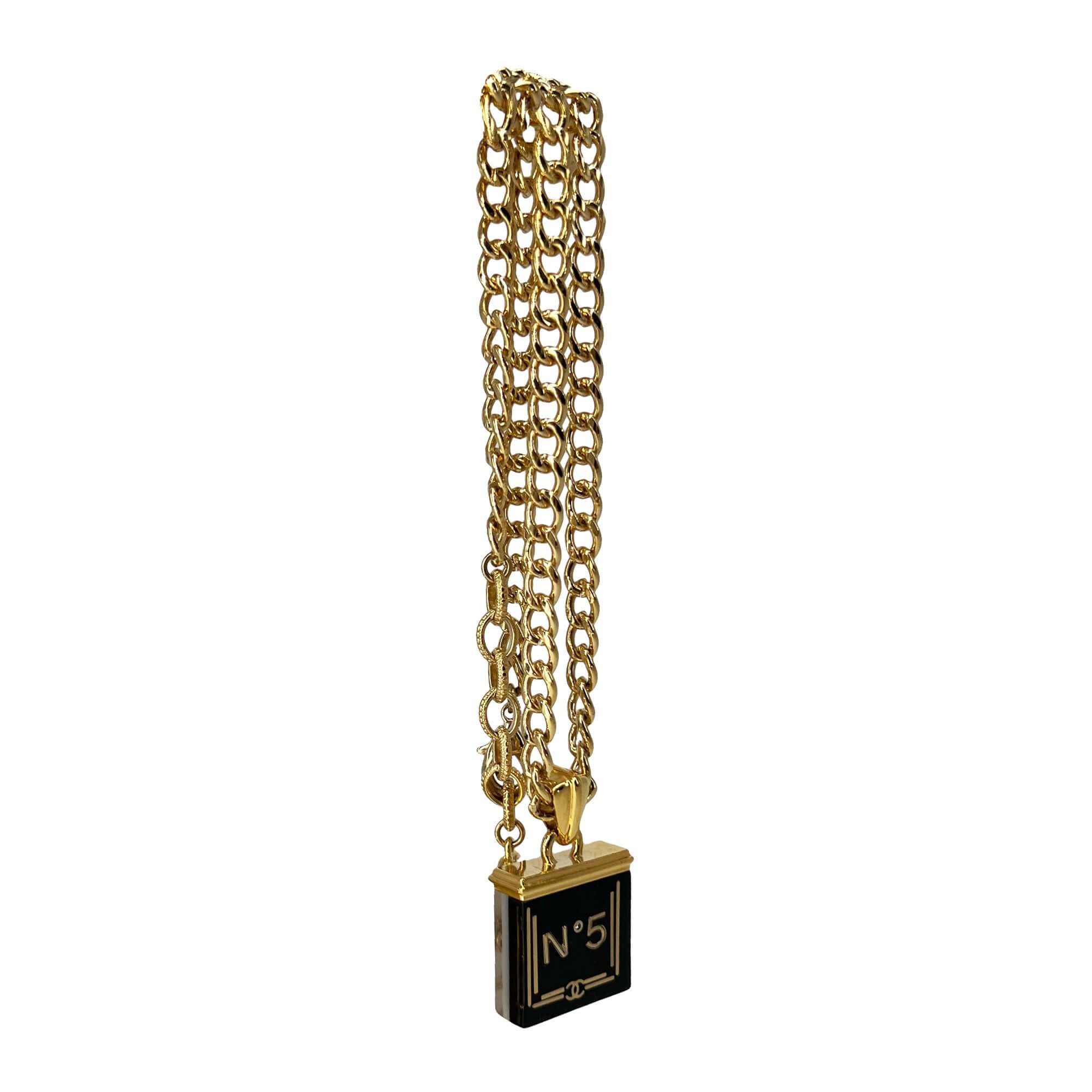 Chanel gold tone black and white necklace