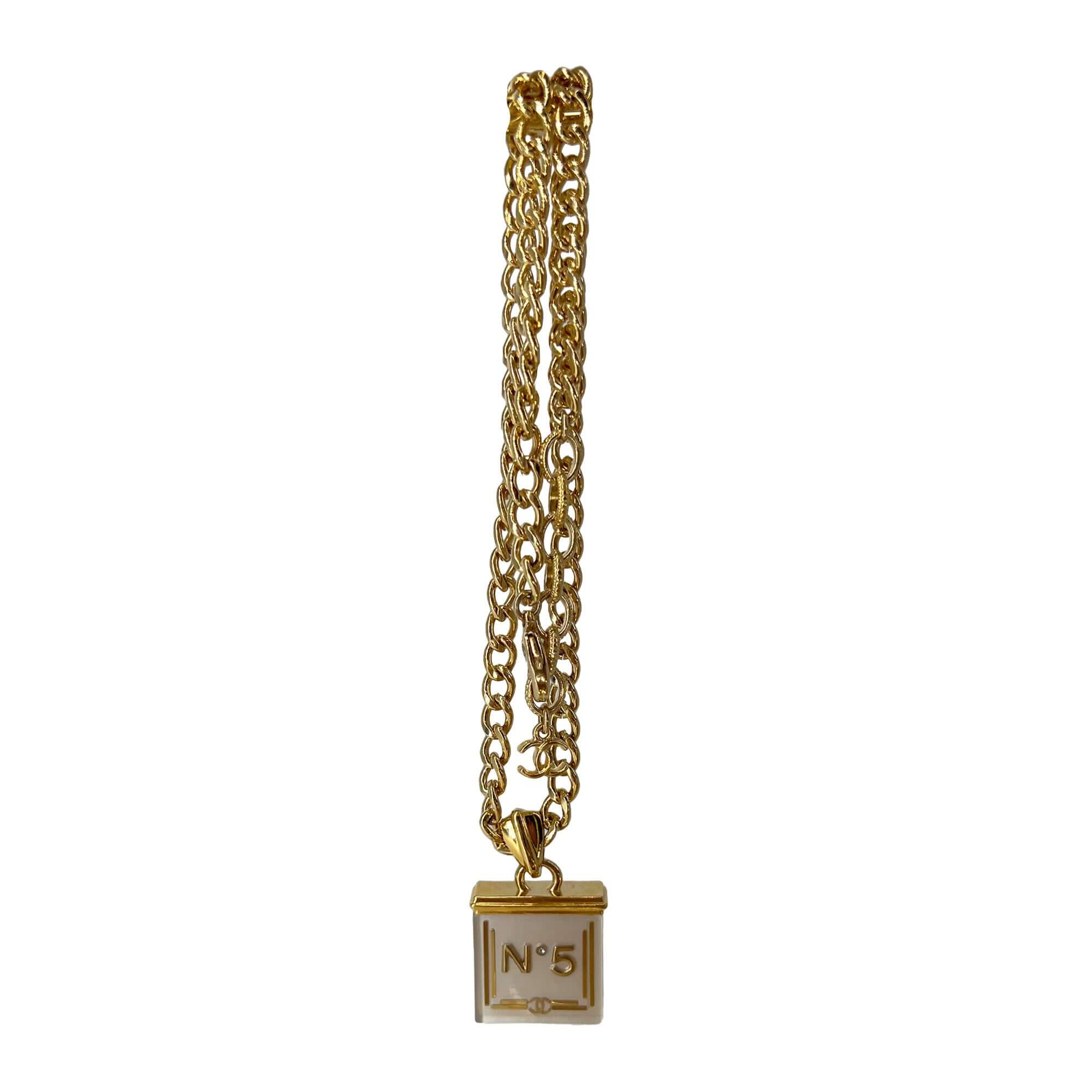 Chanel gold tone black and white necklace