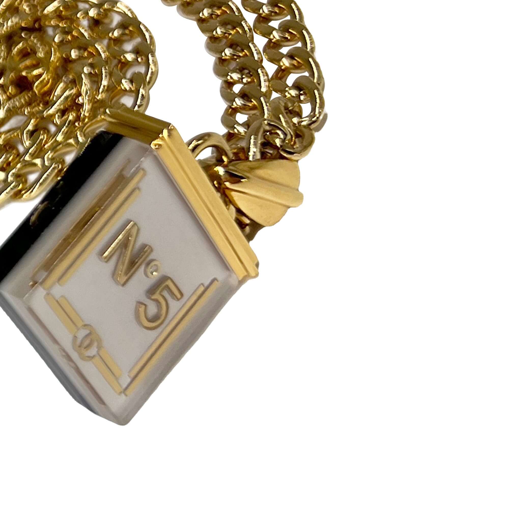 Chanel gold tone black and white necklace