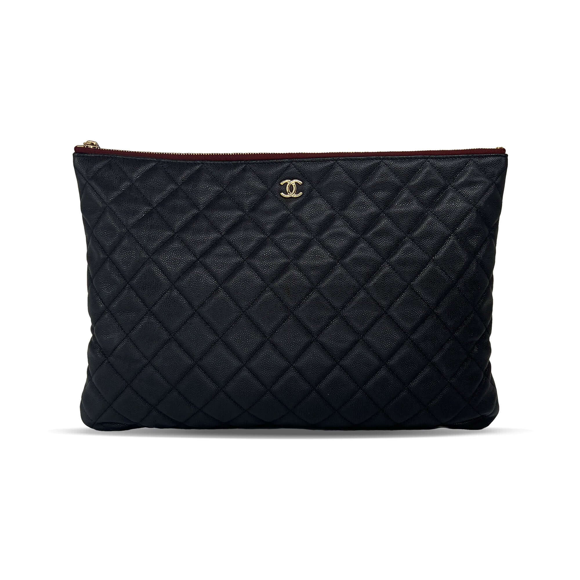 Chanel black quilted caviar leather large bag